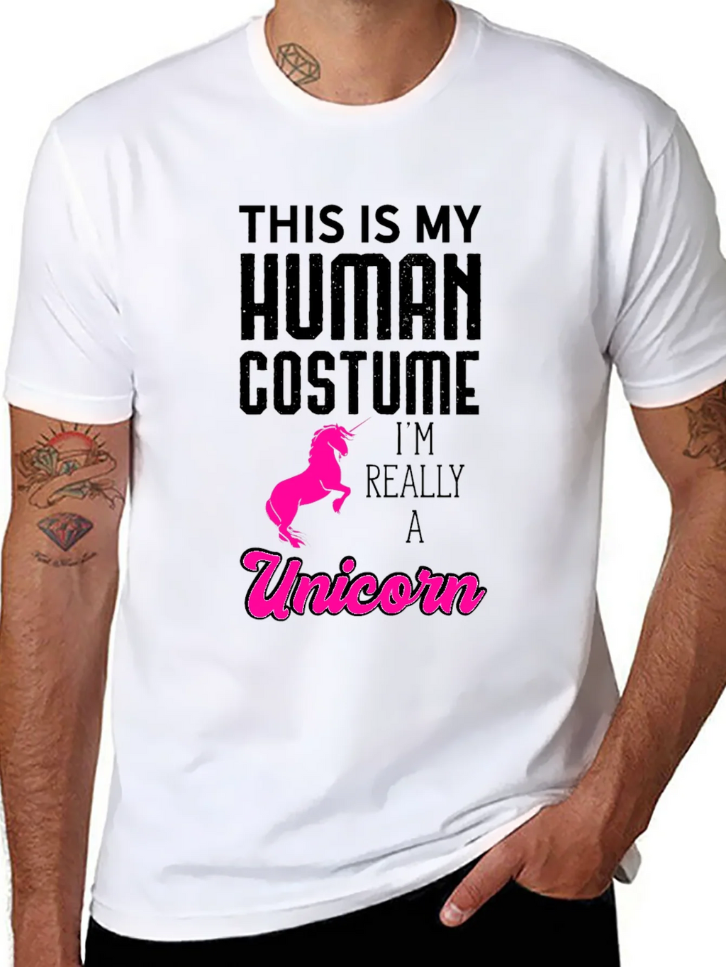 Human Costume Unicorn T-Shirt - Funny Graphic Tee product image 7