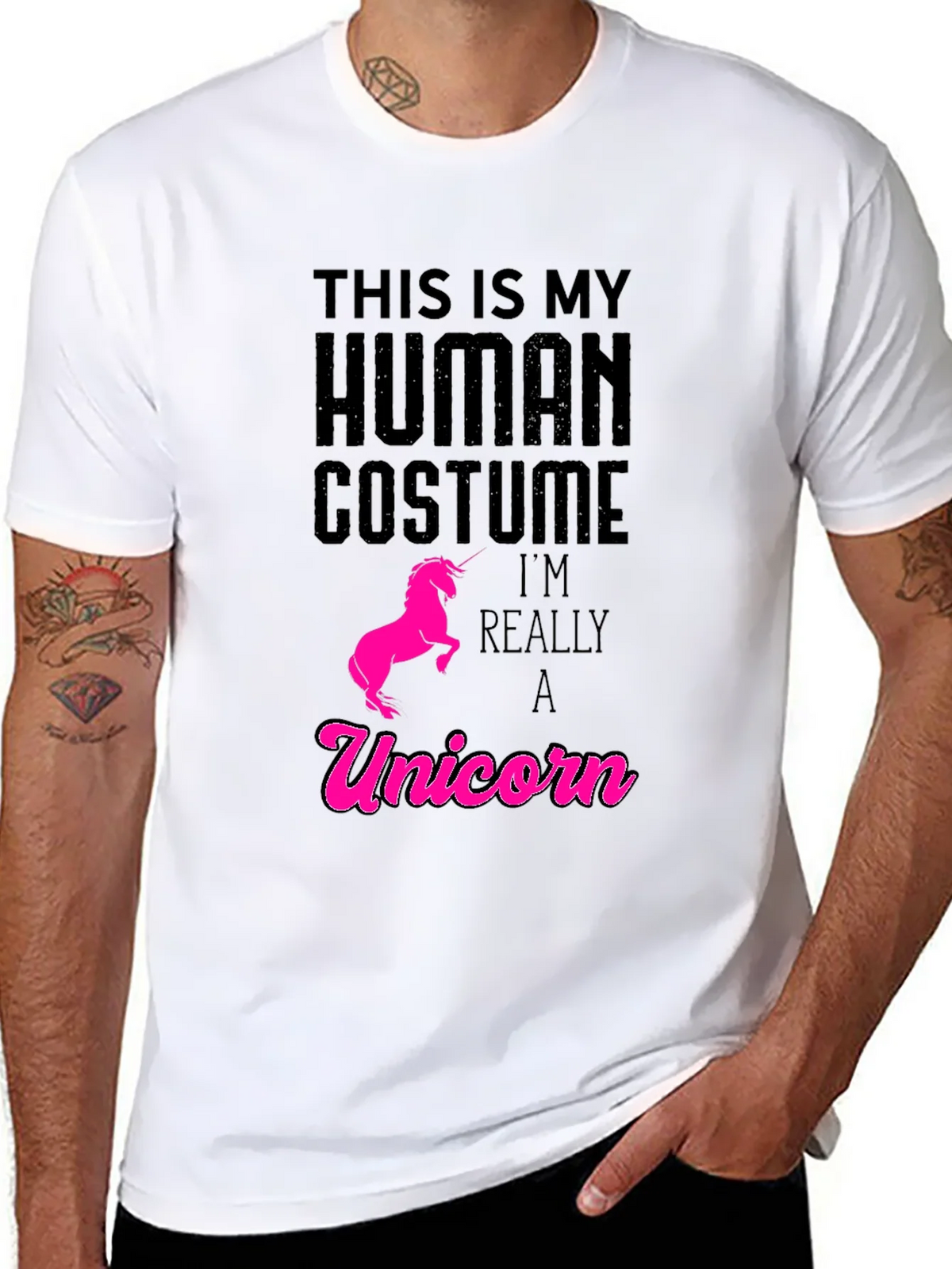 Human Costume Unicorn T-Shirt - Funny Graphic Tee product image 7
