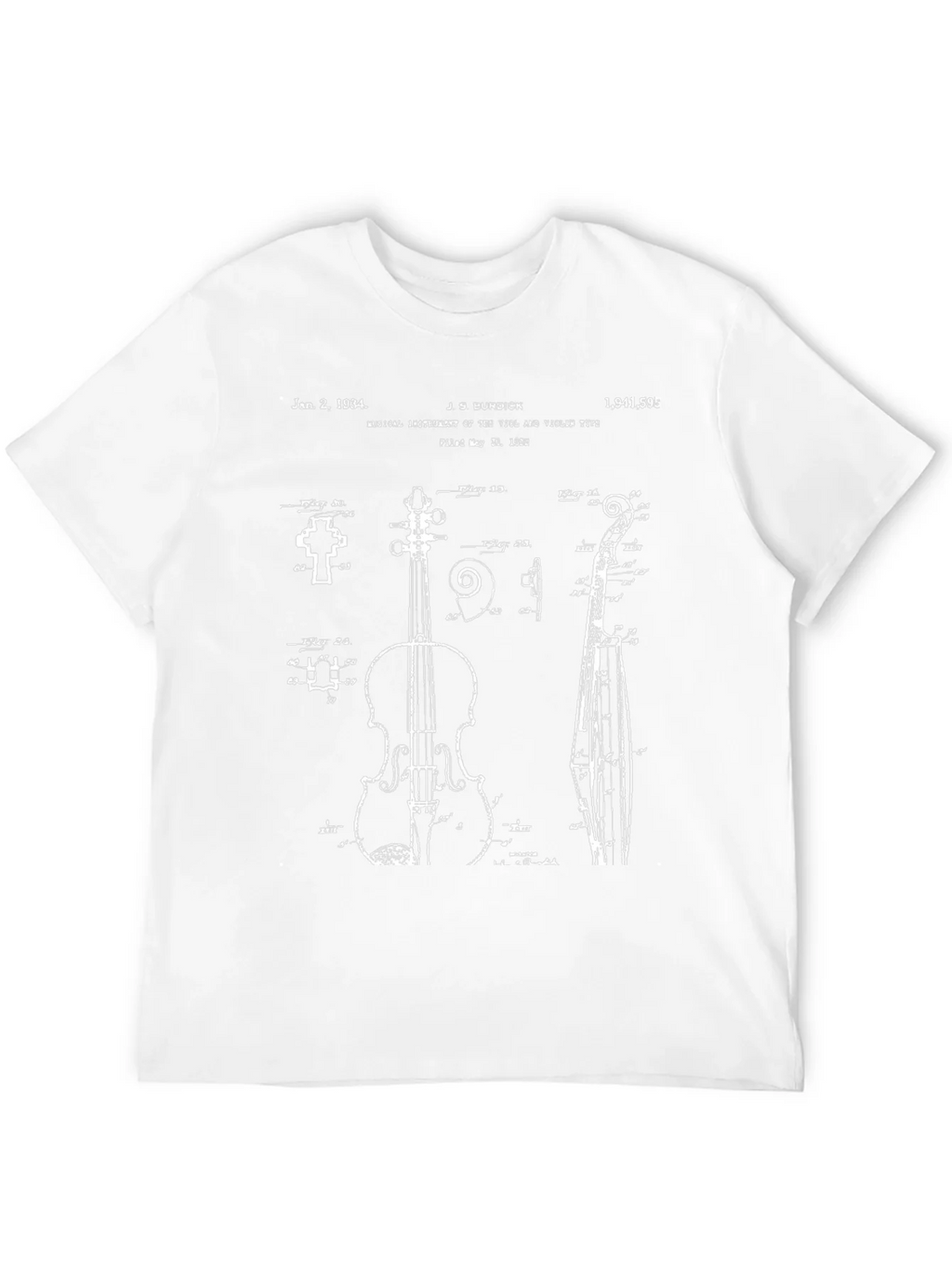 Violin Blueprint T-Shirt - Musical Instrument Patent Art product image 11
