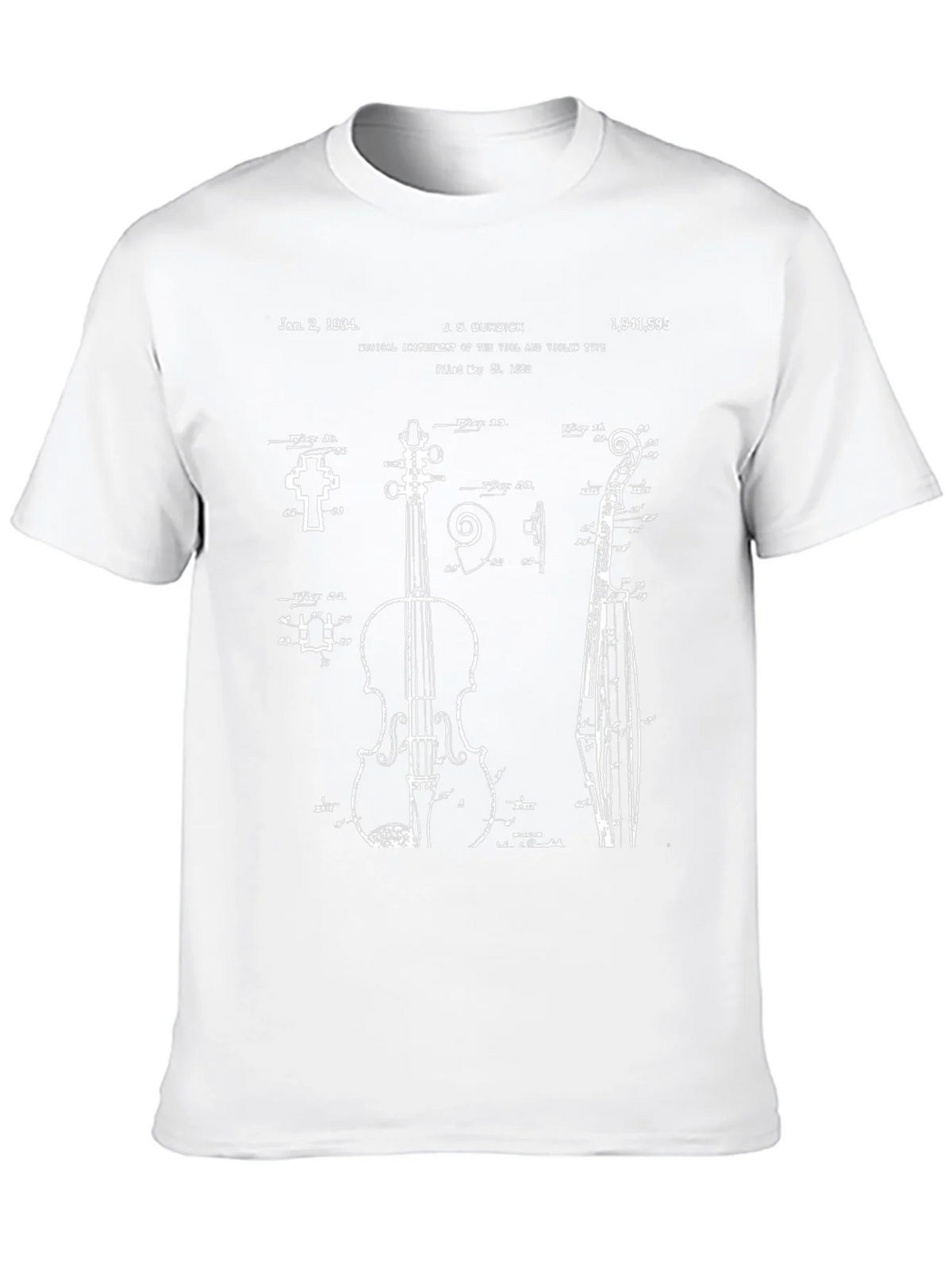 Violin Blueprint T-Shirt - Musical Instrument Patent Art product image 9