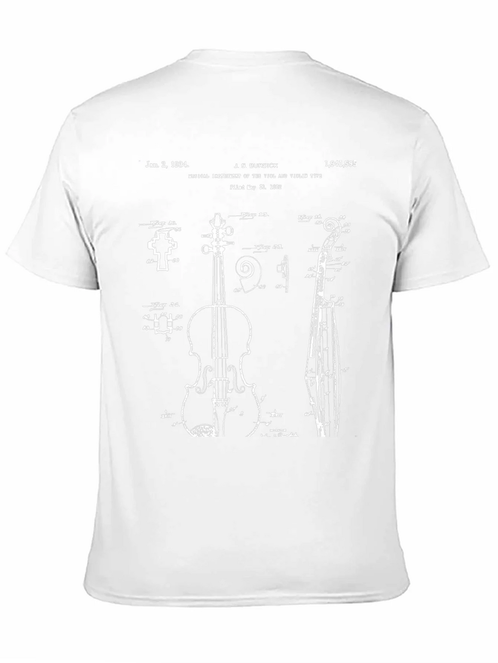 Violin Blueprint T-Shirt - Musical Instrument Patent Art product image 10