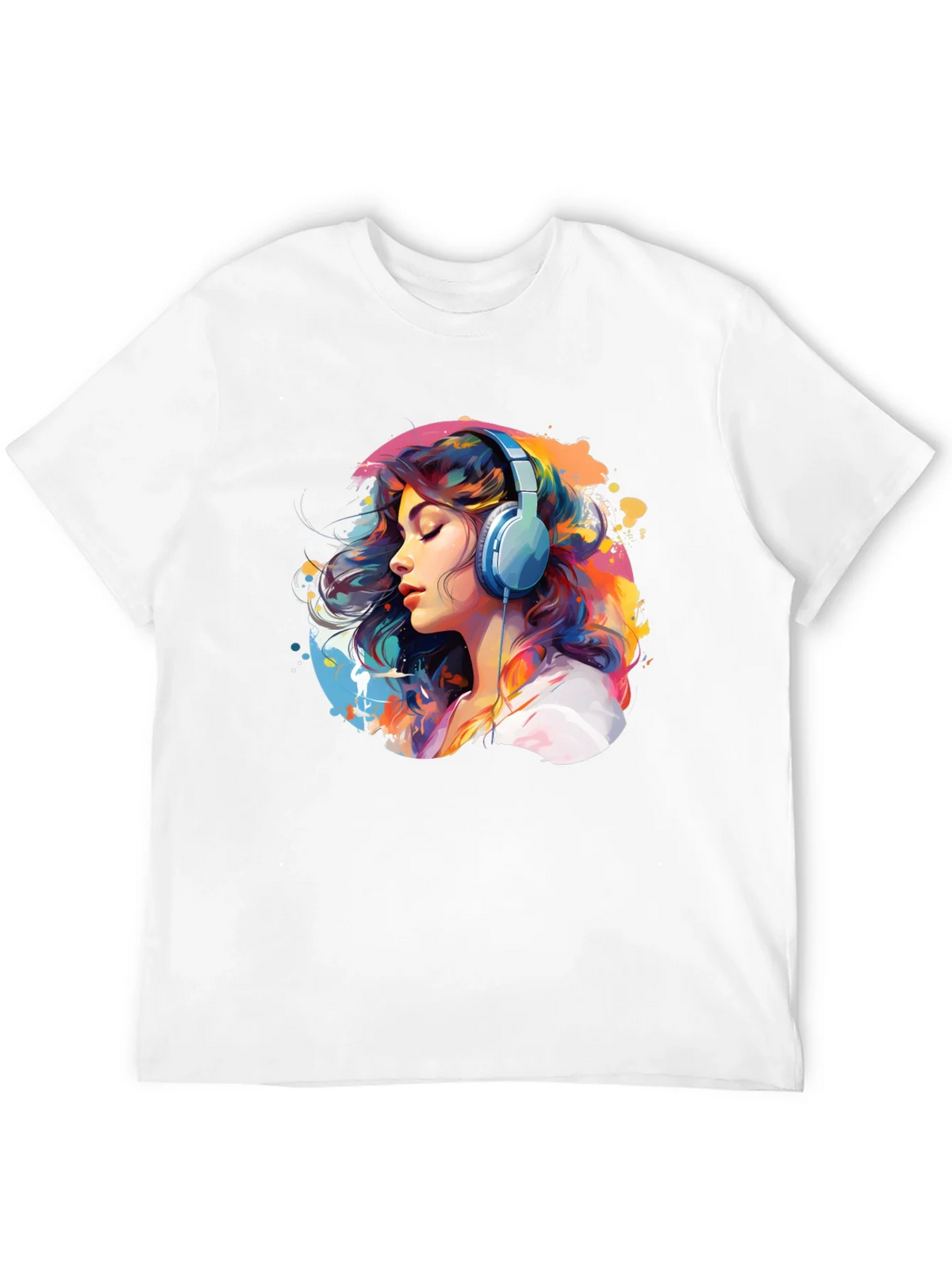 Colorful Woman with Headphones Graphic Tee product image 11