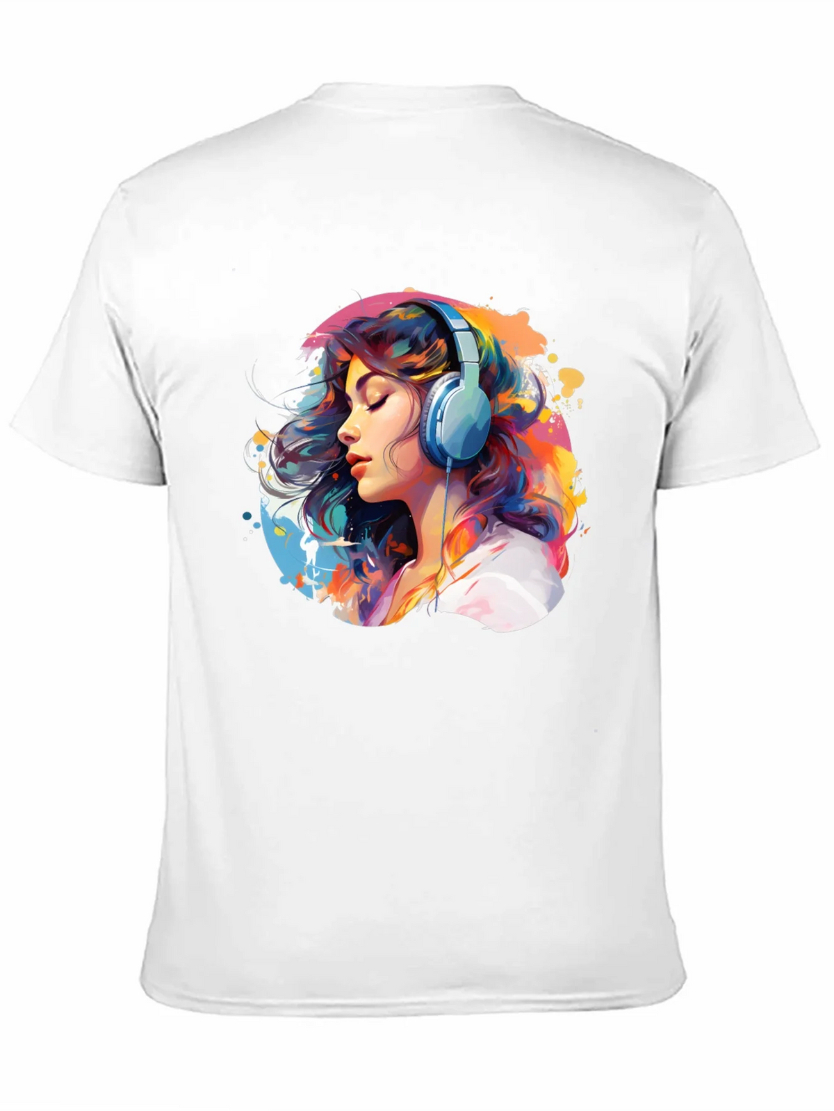 Colorful Woman with Headphones Graphic Tee product image 10