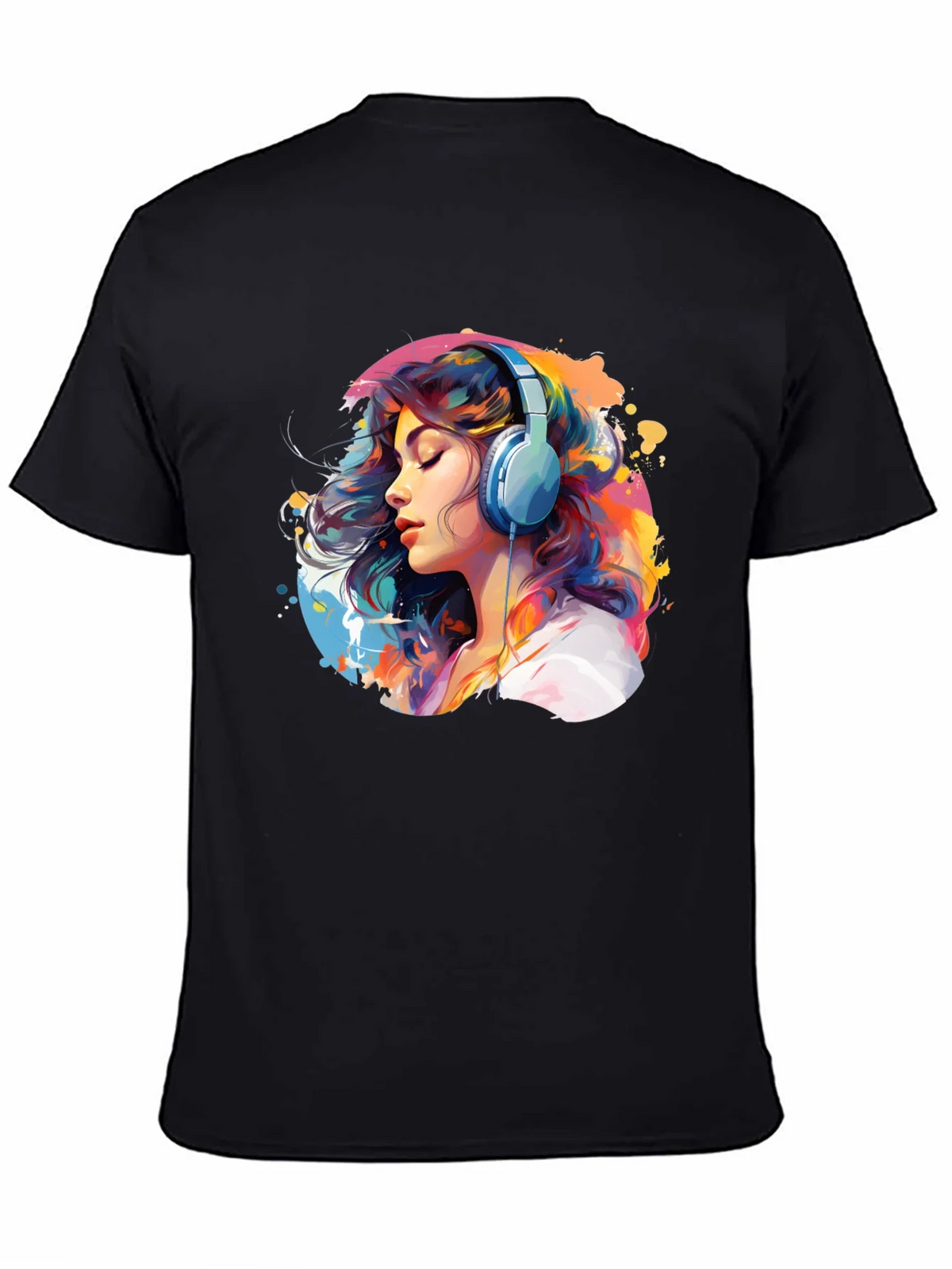 Colorful Woman with Headphones Graphic Tee product image 4