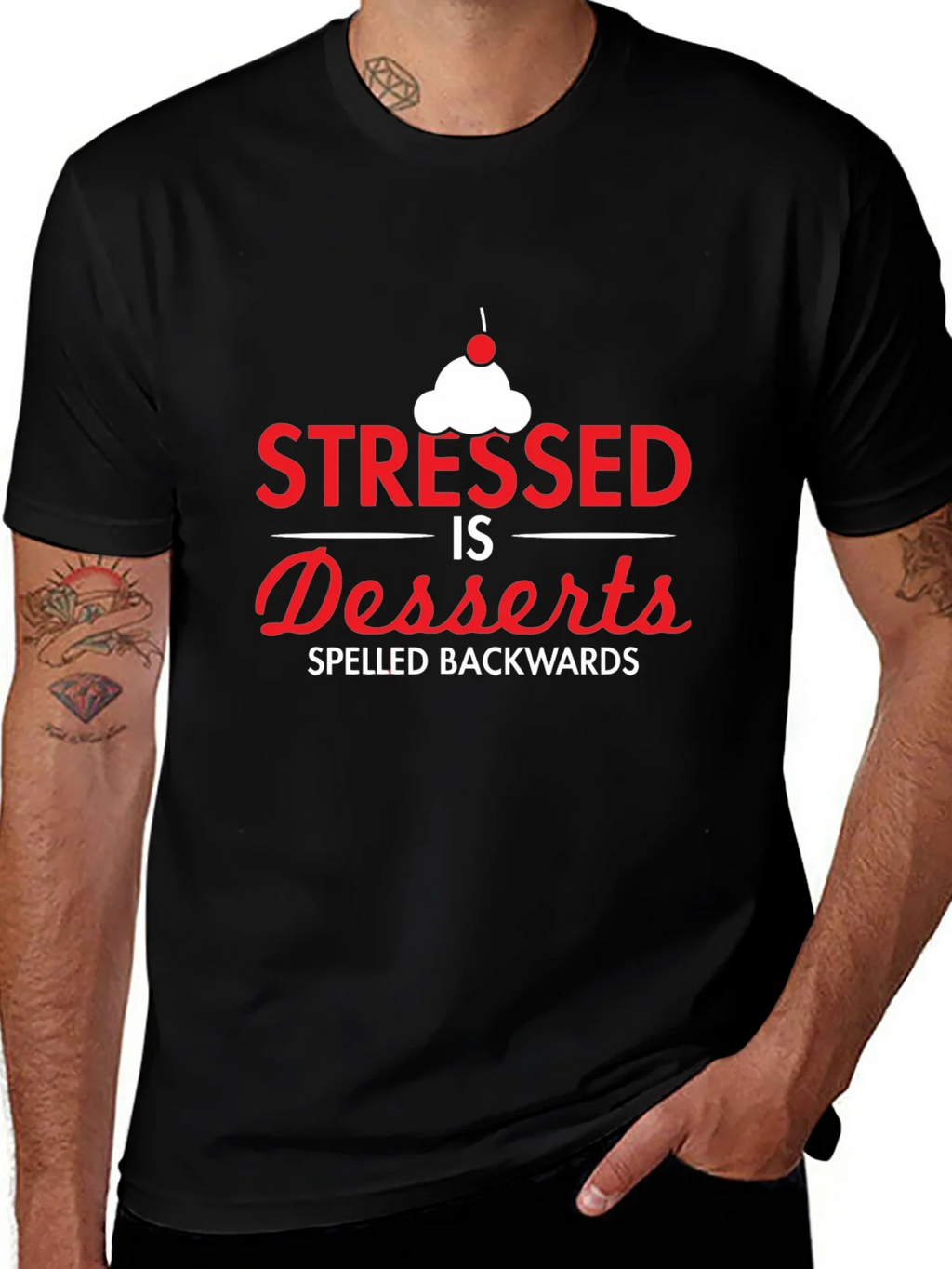 Stressed Spelled Backwards T-Shirt - Dessert Lover product image 1