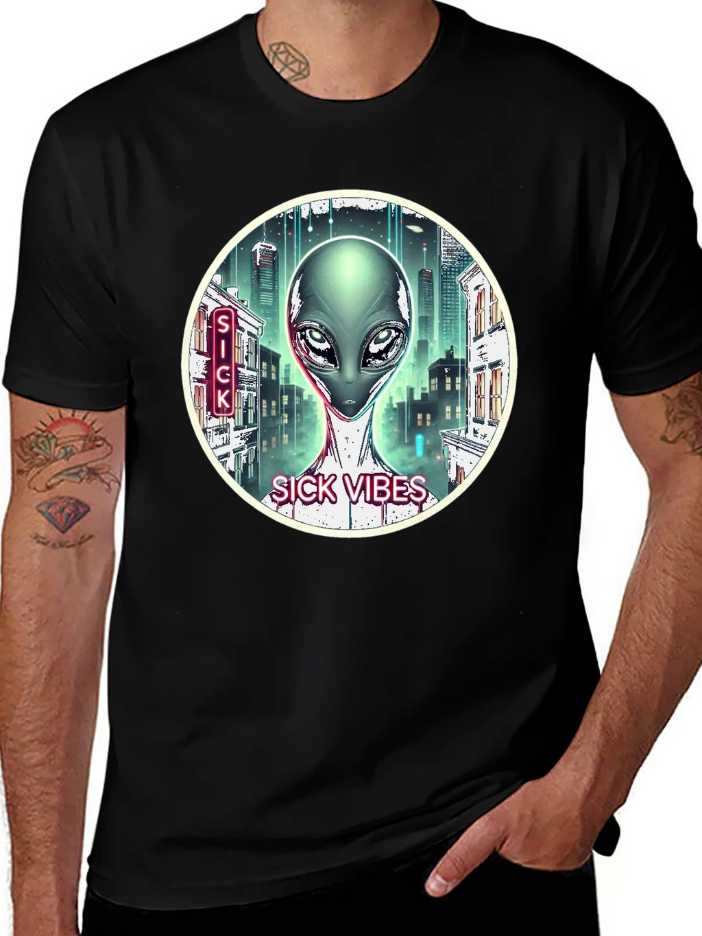 Sick Vibes Alien T-Shirt product image 1