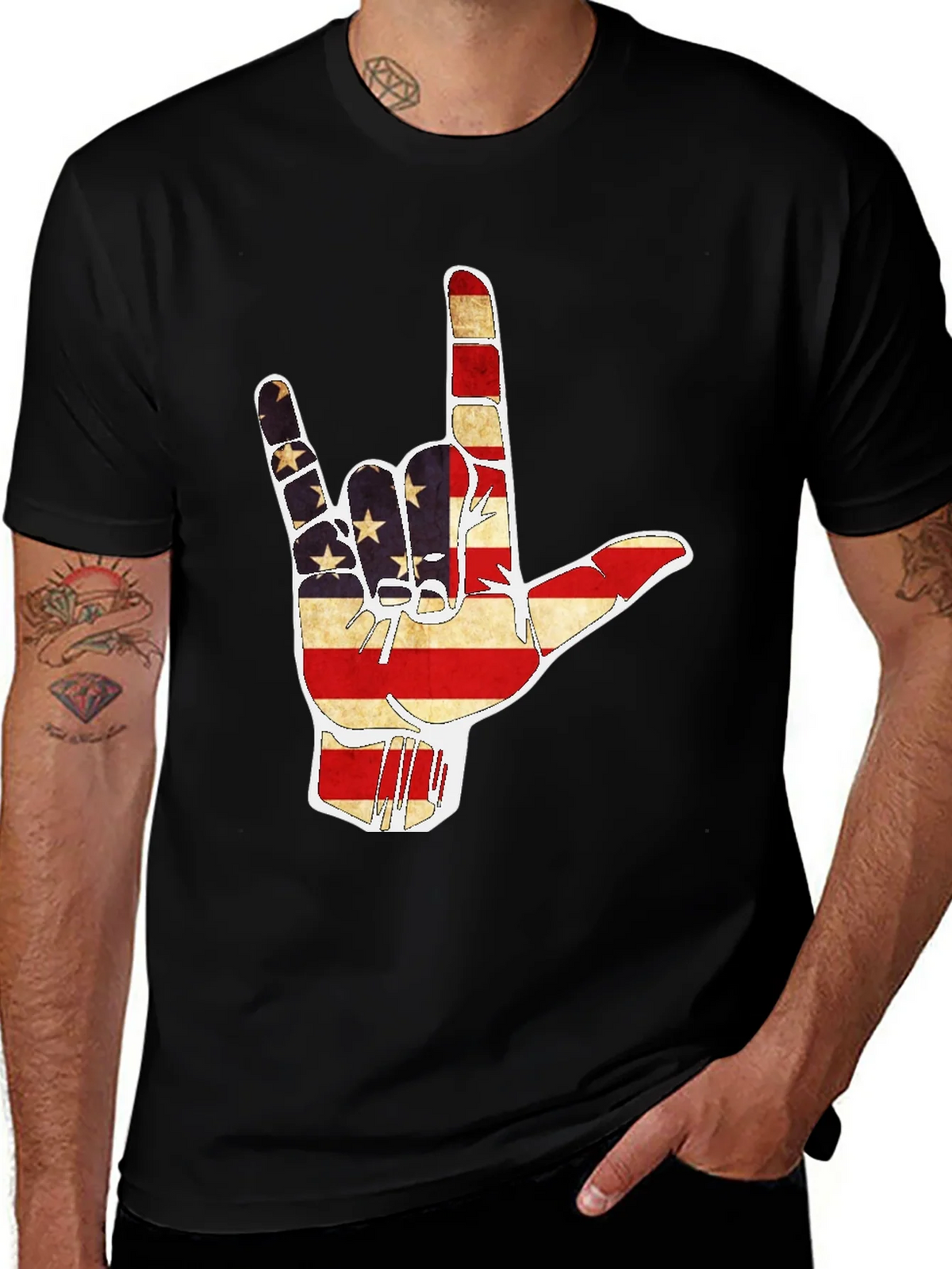 American Flag I Love You Hand T-Shirt product image 1