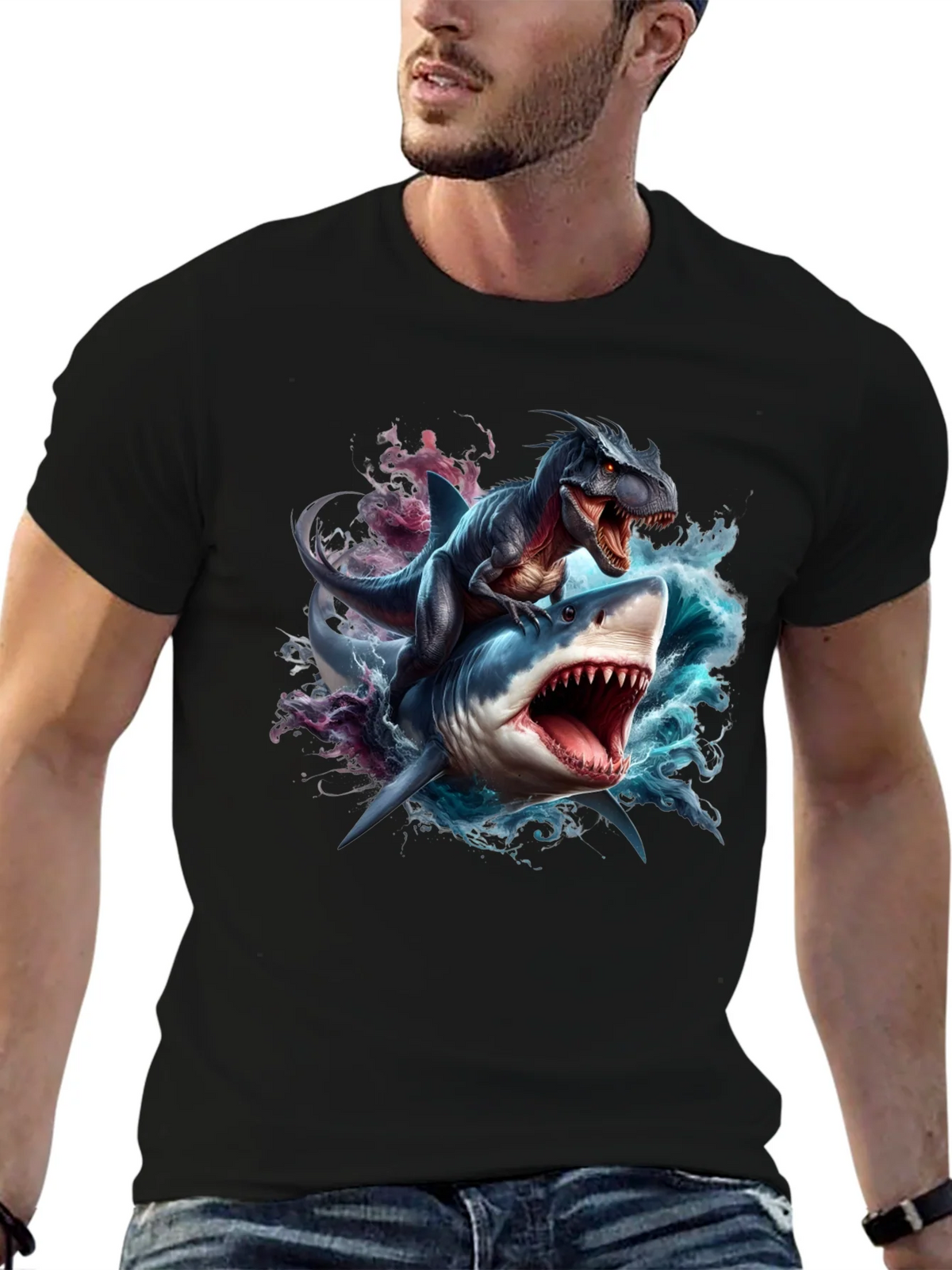 Dino Shark Rider Graphic Tee product image 6