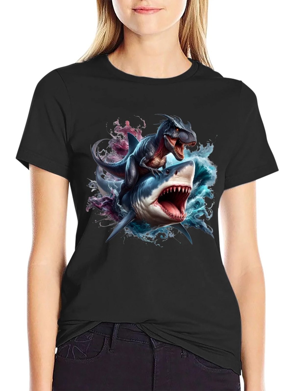 Dino Shark Rider Graphic Tee product image 2
