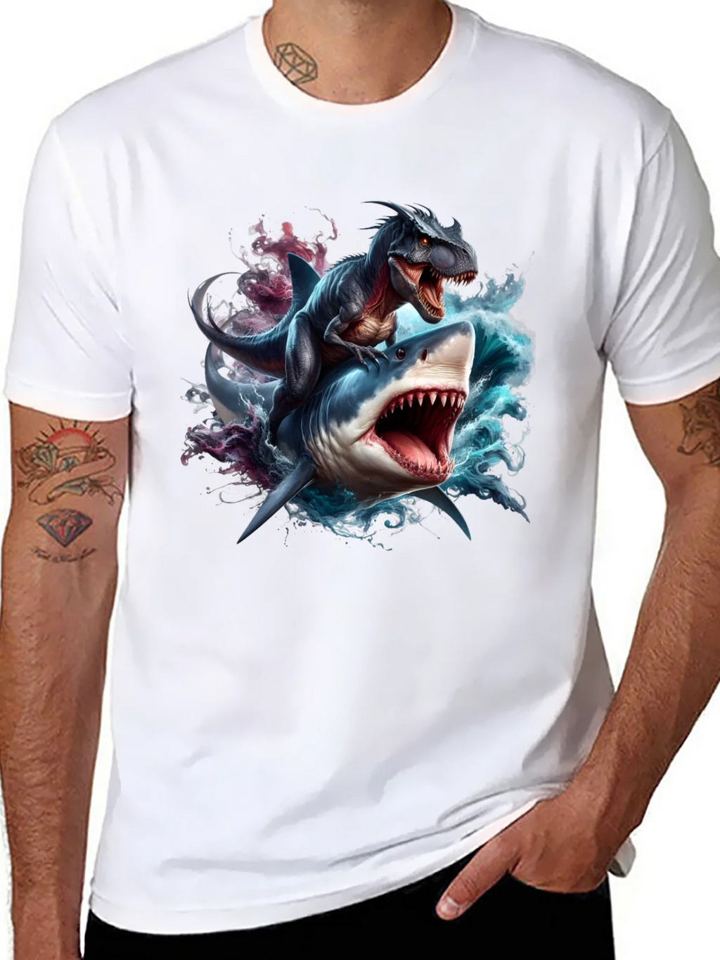 Dino Shark Rider Graphic Tee product image 7