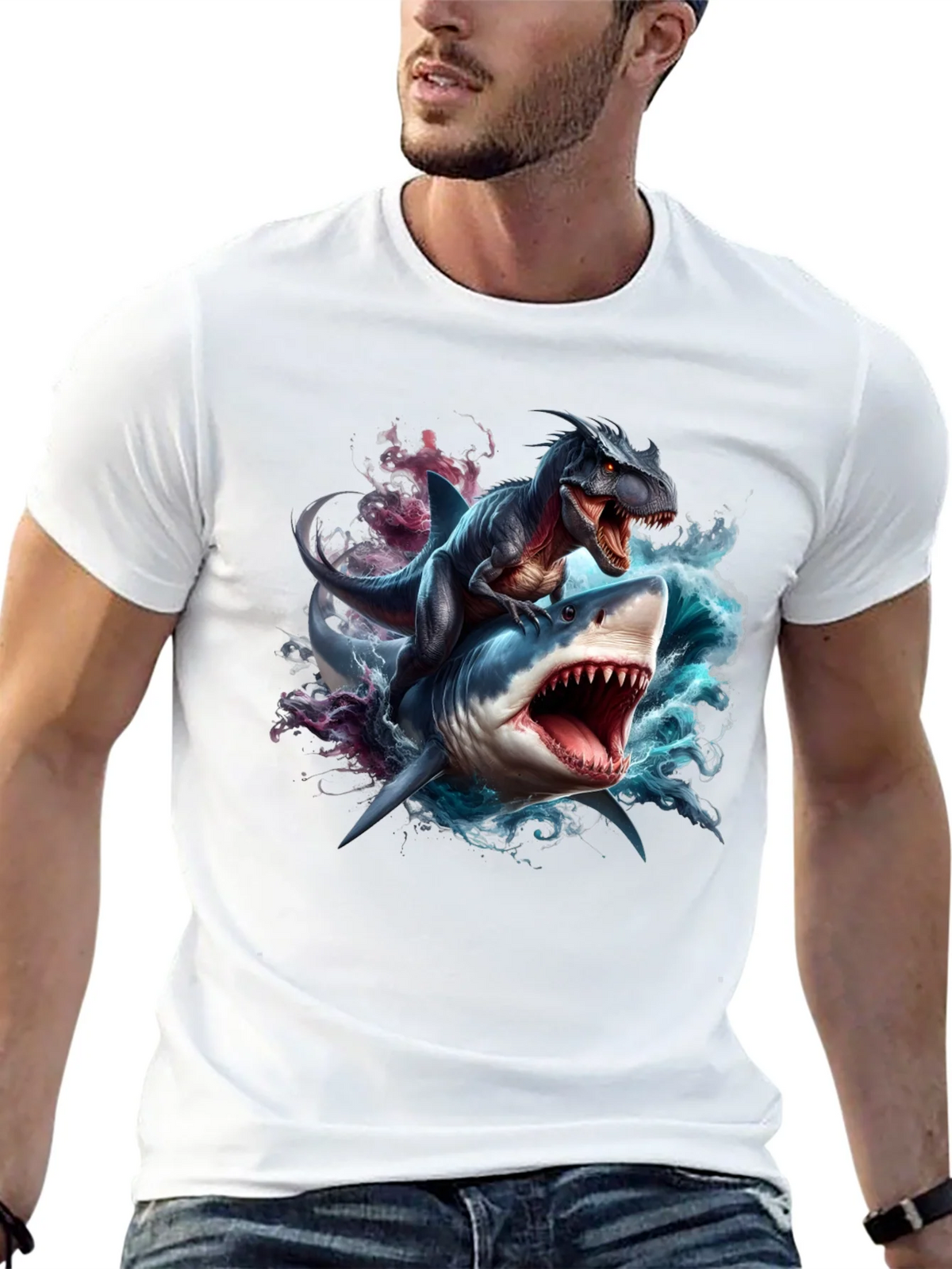 Dino Shark Rider Graphic Tee product image 12