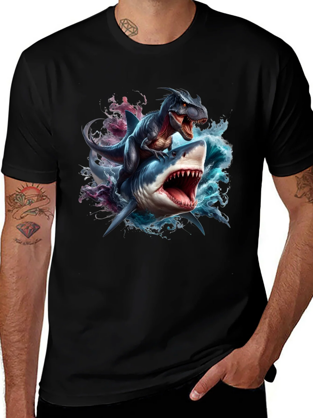 Dino Shark Rider Graphic Tee product image 1