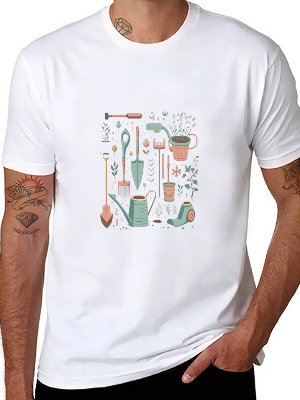 Gardening Tools Graphic Tee - Black Cotton T-Shirt product image 7