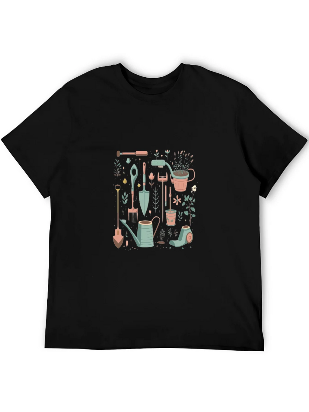 Gardening Tools Graphic Tee - Black Cotton T-Shirt product image 5