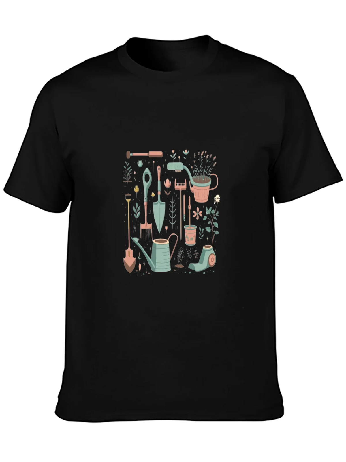 Gardening Tools Graphic Tee - Black Cotton T-Shirt product image 3