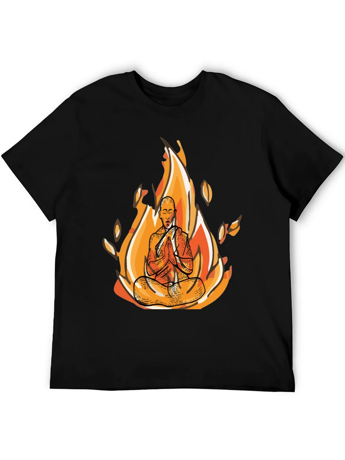 Zen Monk Fire Graphic Black T-Shirt product image 5