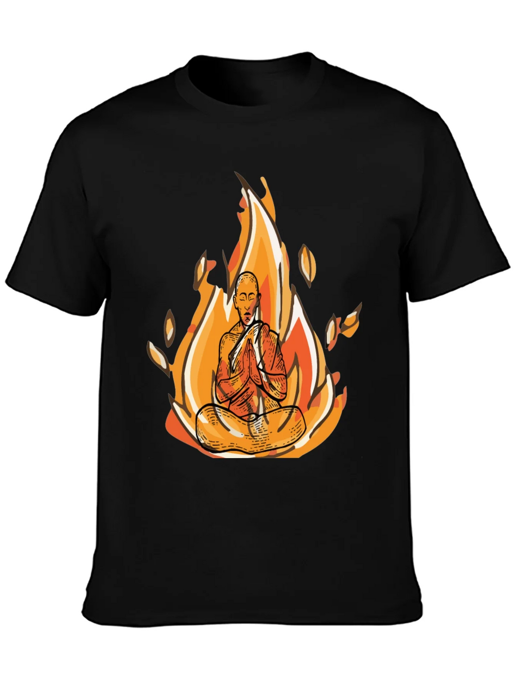Zen Monk Fire Graphic Black T-Shirt product image 3