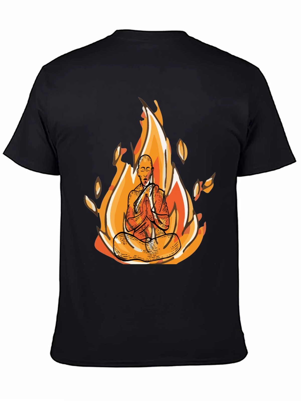 Zen Monk Fire Graphic Black T-Shirt product image 4