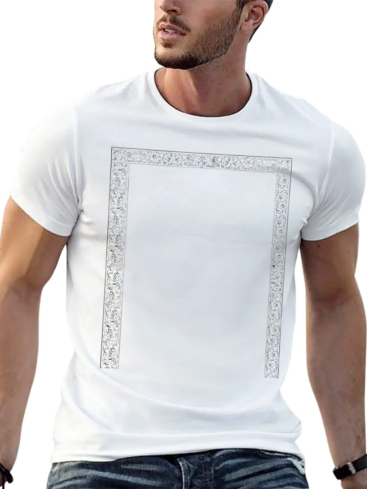 Elegant Black T-Shirt with Detailed Border Design product image 3