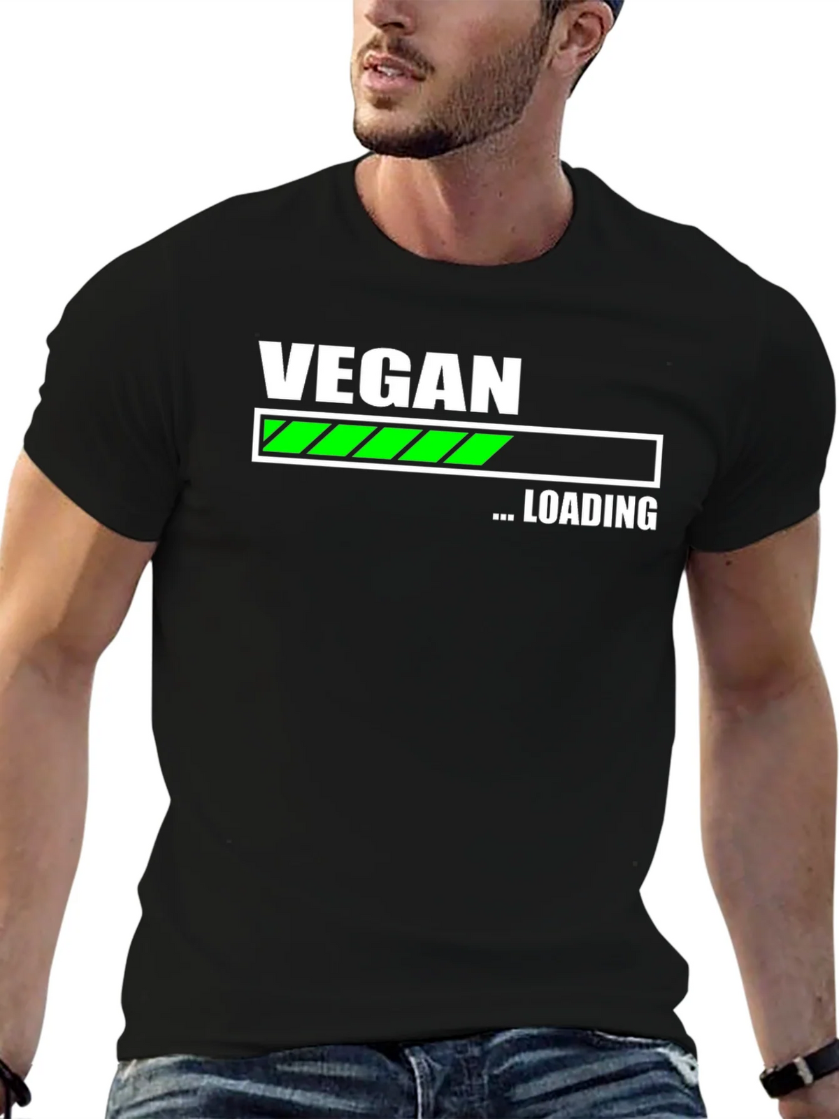 Vegan Loading T-Shirt - Black Cotton Blend product image 6