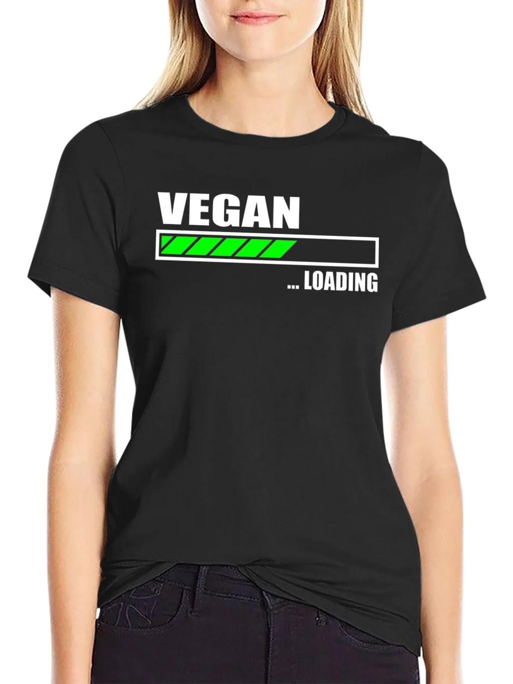Vegan Loading T-Shirt - Black Cotton Blend product image 2