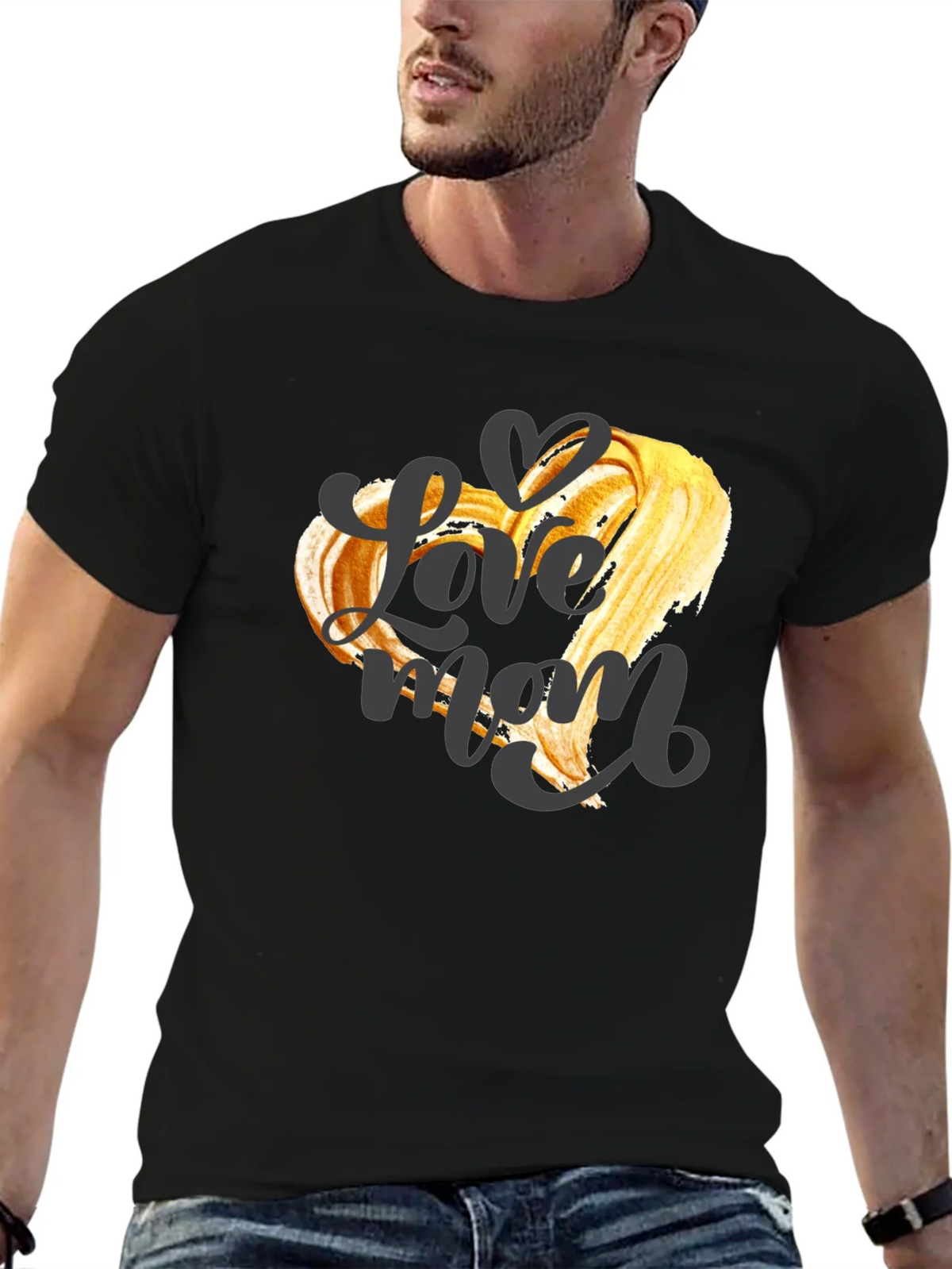 Love Mom Graphic T-Shirt - Black Crew Neck Tee product image 6