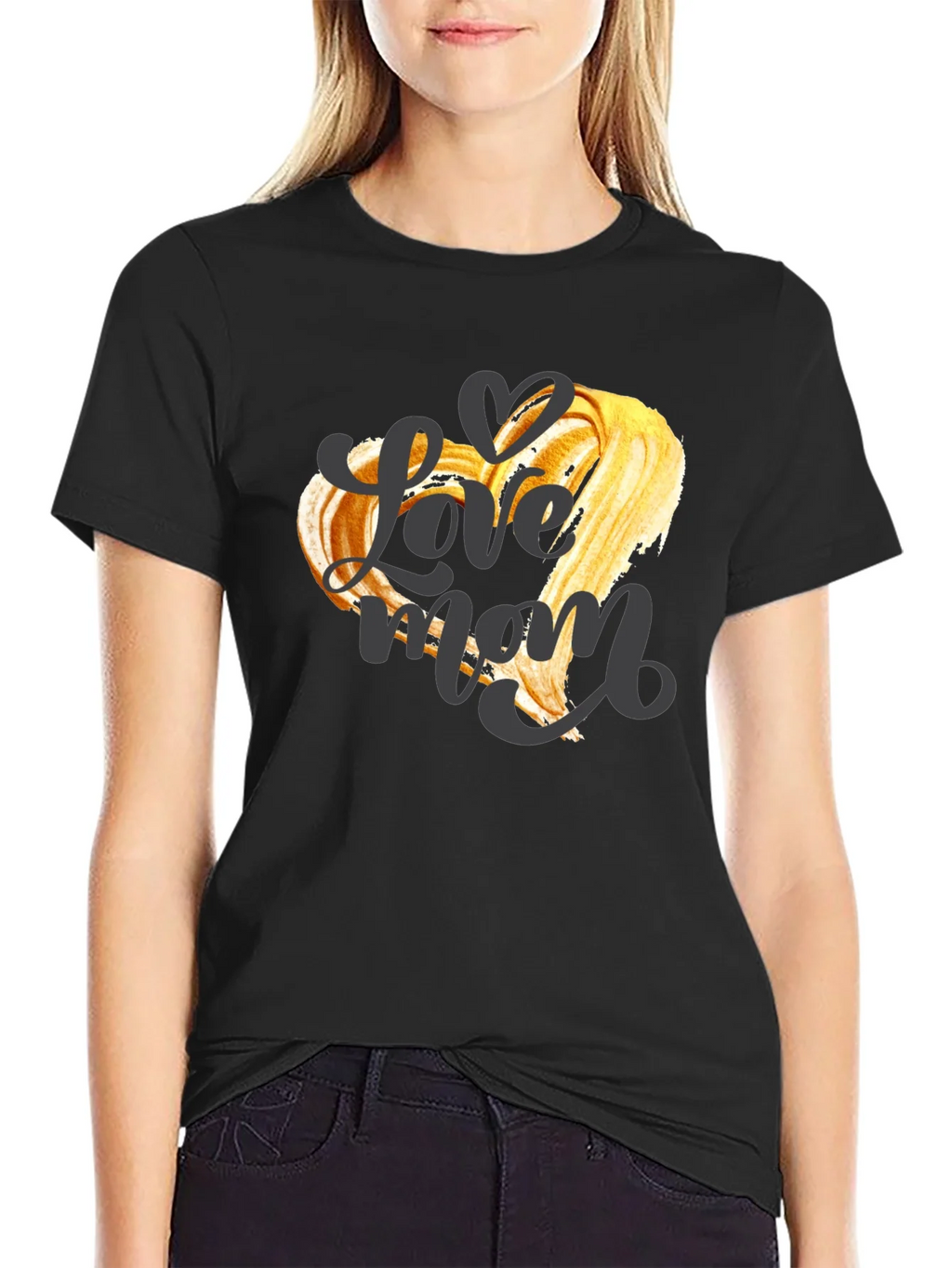 Love Mom Graphic T-Shirt - Black Crew Neck Tee product image 2