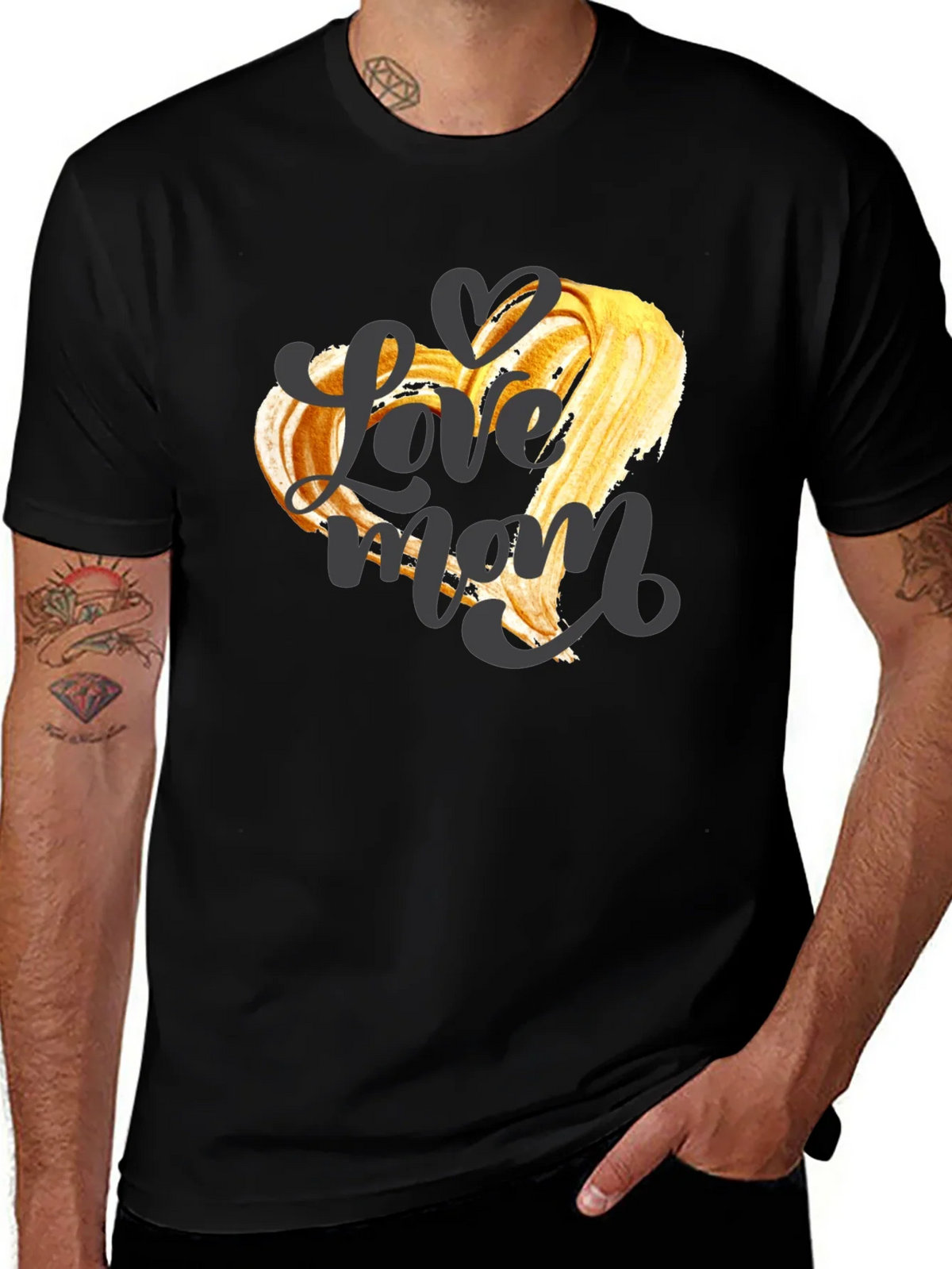 Love Mom Graphic T-Shirt - Black Crew Neck Tee product image 1