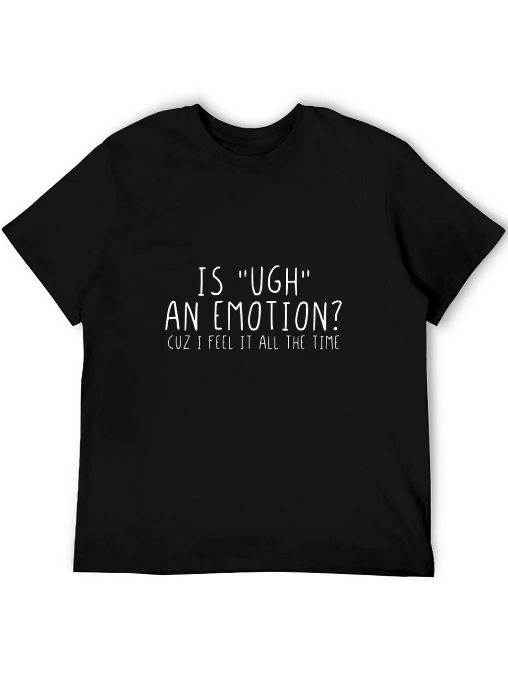 Funny Ugh Emotion Graphic Tee - Black Cotton T-Shirt product image 2