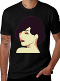 Retro Style Woman Graphic Tee - Black T-Shirt product image 1