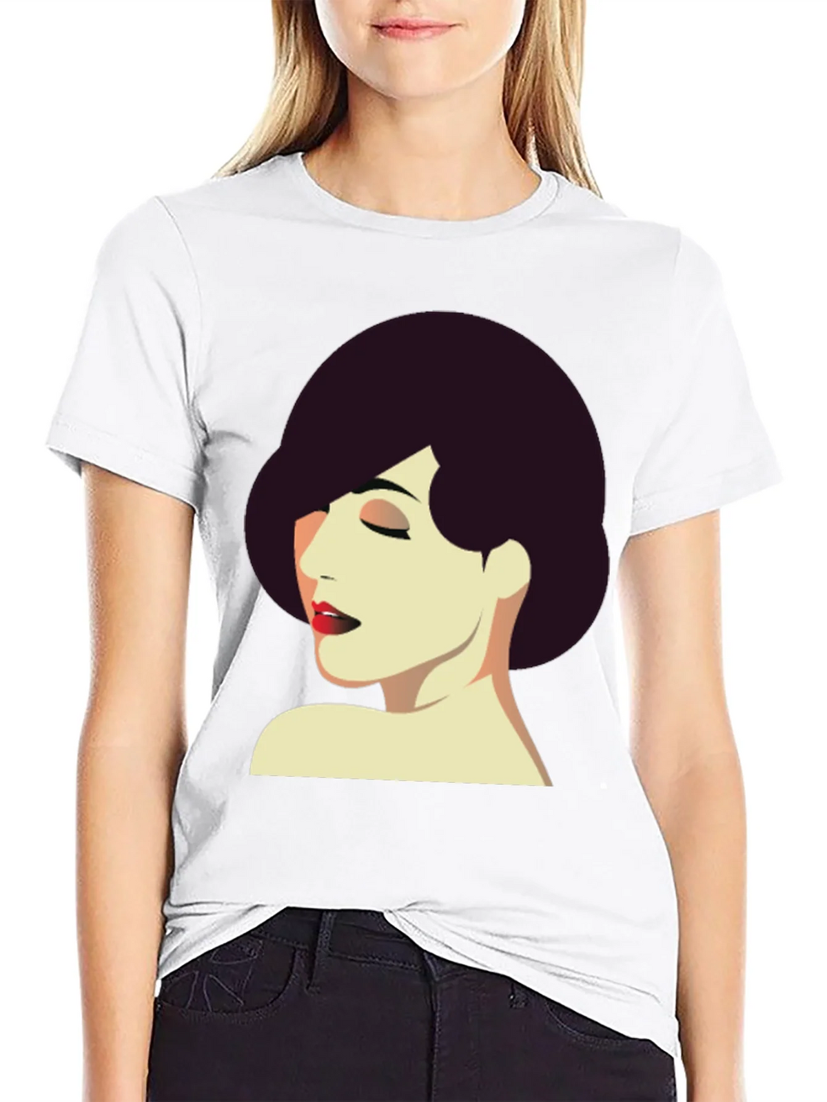 Retro Style Woman Graphic Tee - Black T-Shirt product image 8