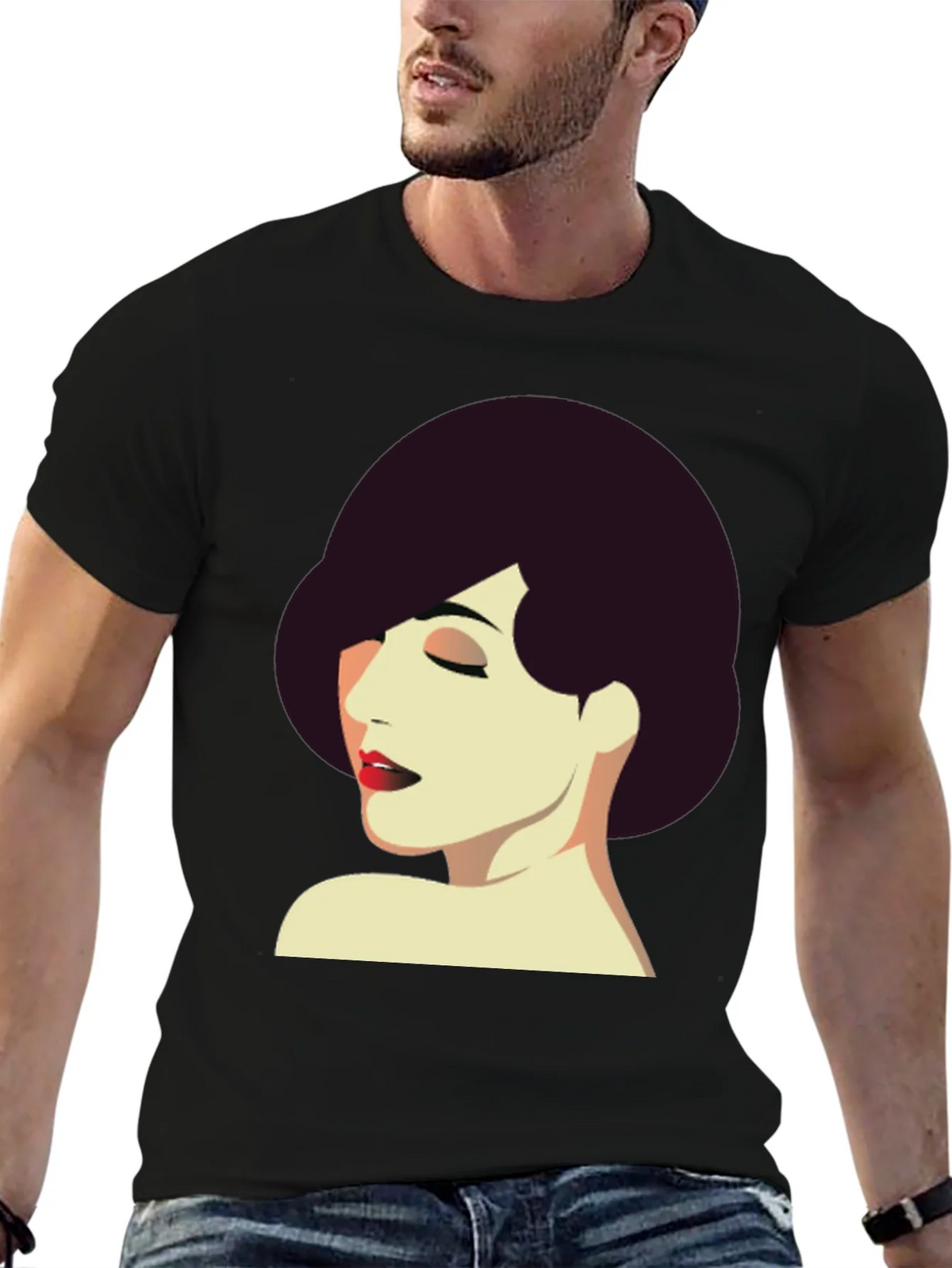 Retro Style Woman Graphic Tee - Black T-Shirt product image 6