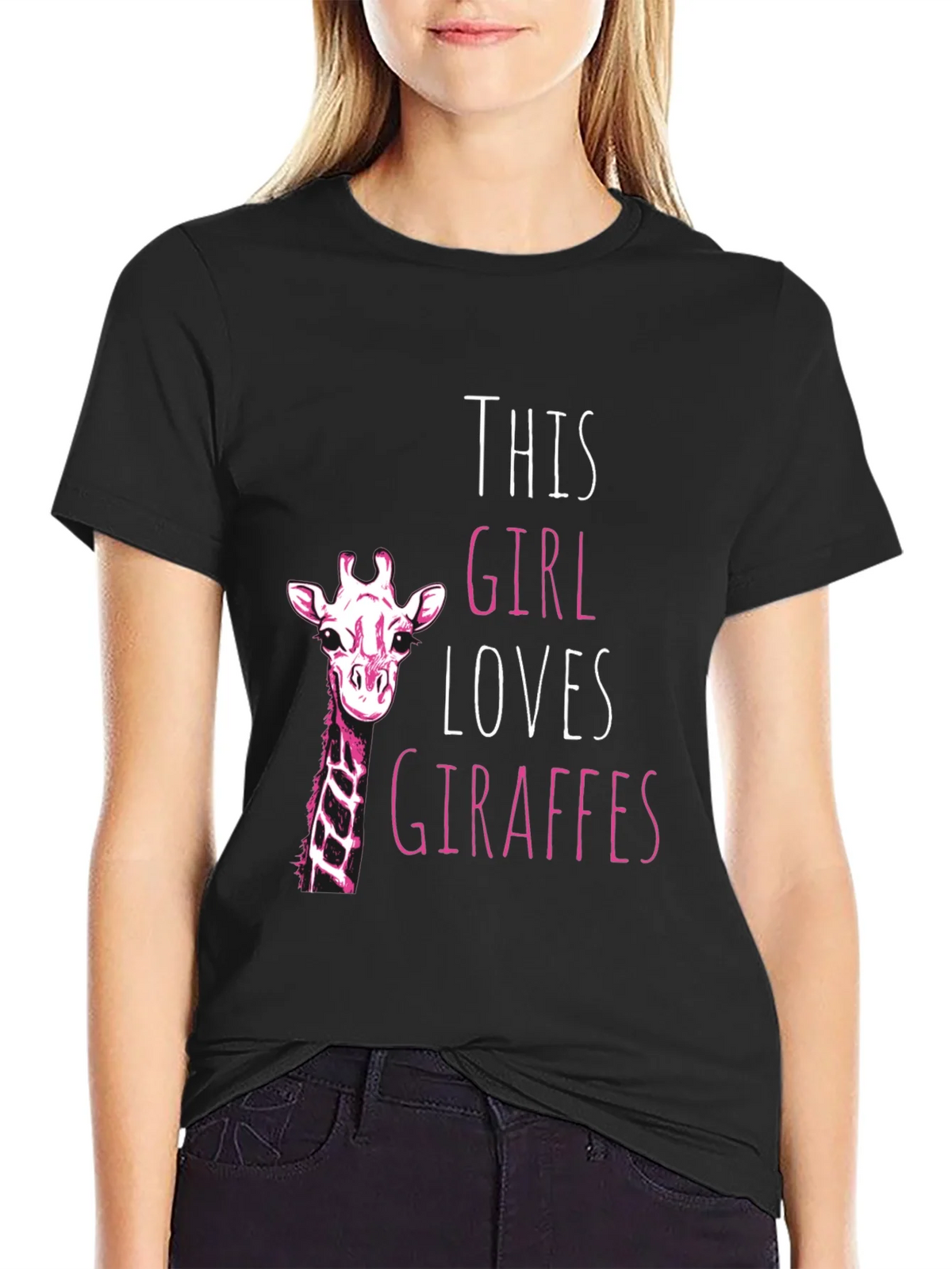 Giraffe Lover Black T-Shirt for Women product image 2