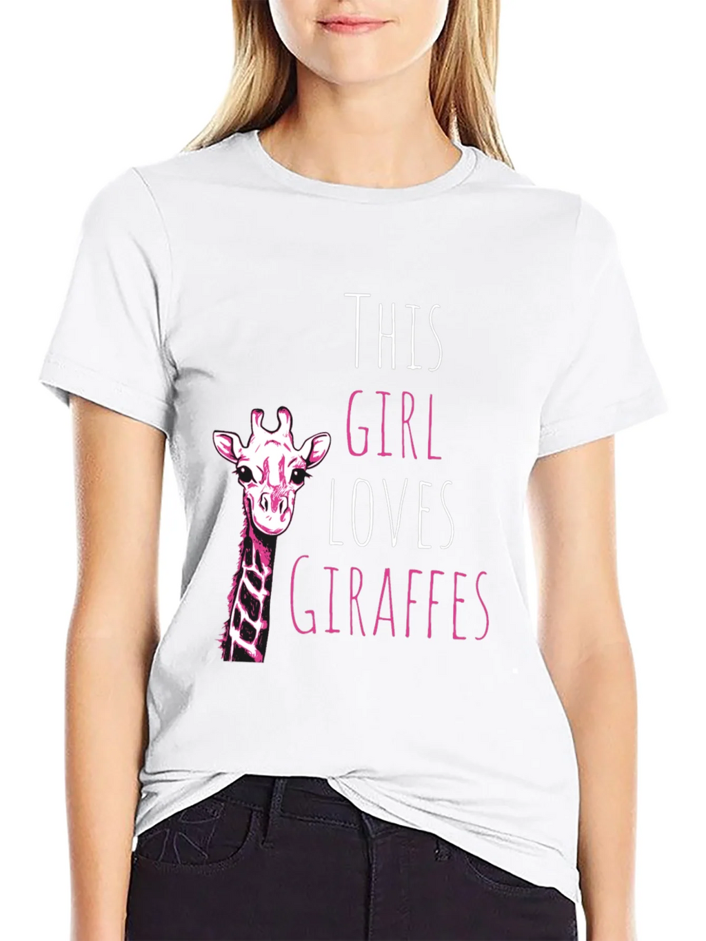 Giraffe Lover Black T-Shirt for Women product image 8