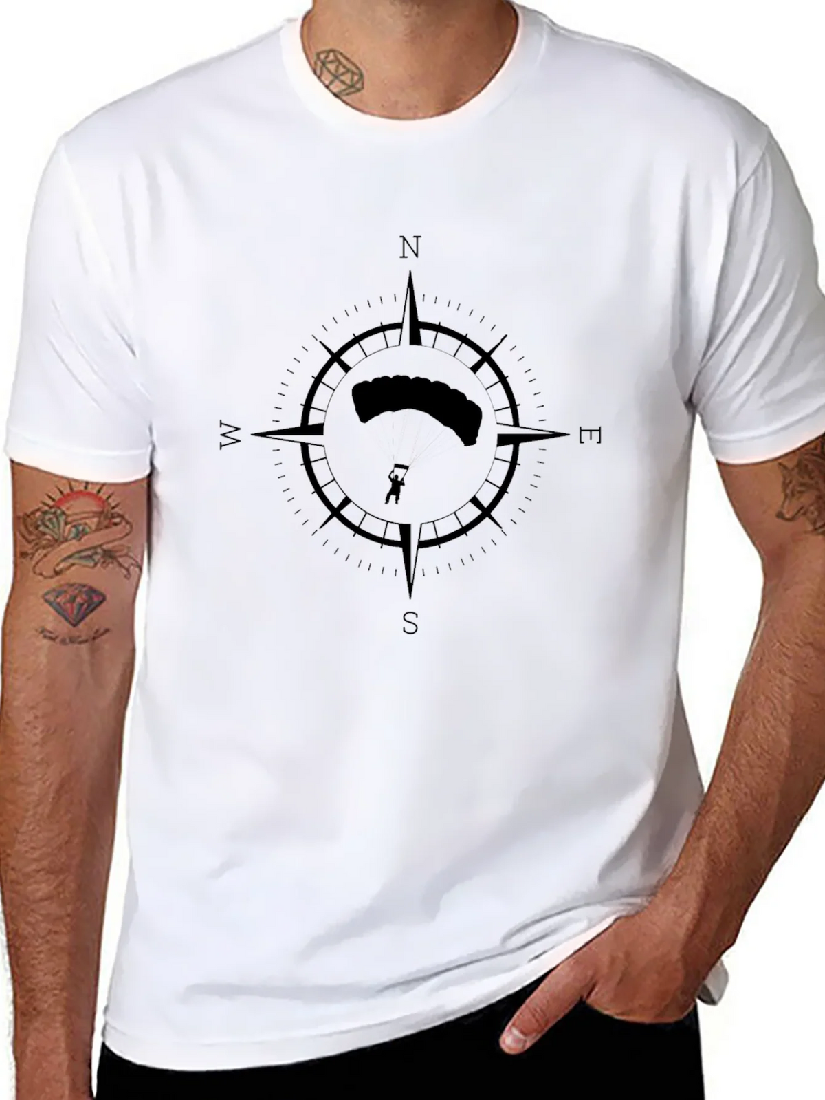 Skydiving Compass Black T-Shirt product image 7