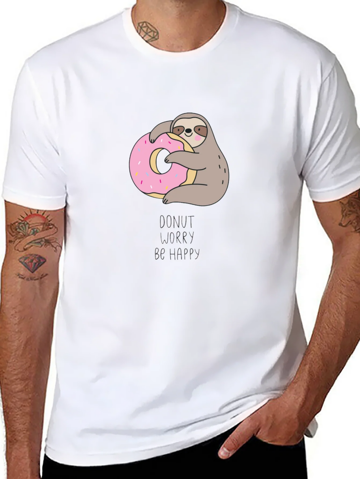 Donut Worry Be Happy Sloth T-Shirt product image 7