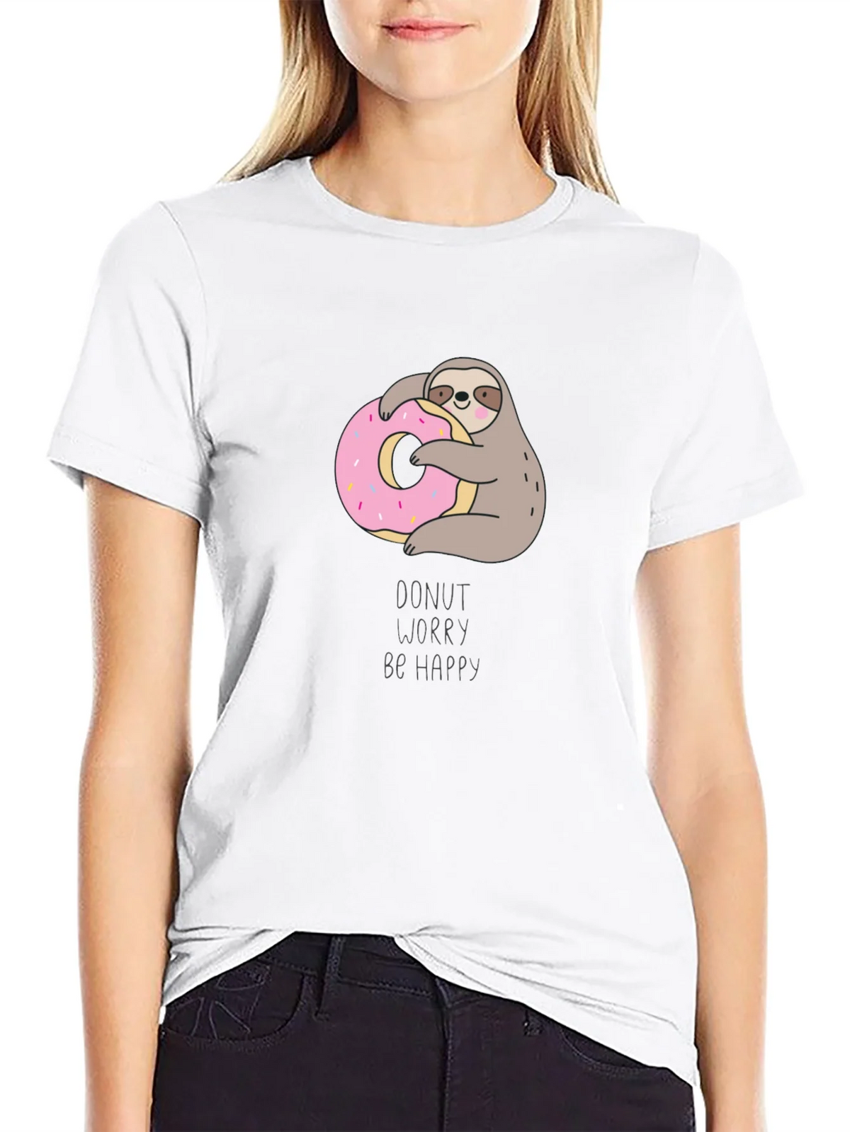 Donut Worry Be Happy Sloth T-Shirt product image 8