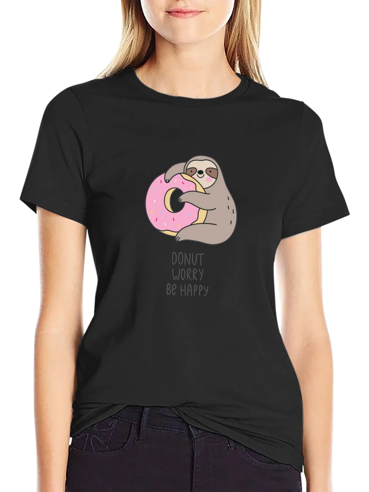 Donut Worry Be Happy Sloth T-Shirt product image 2