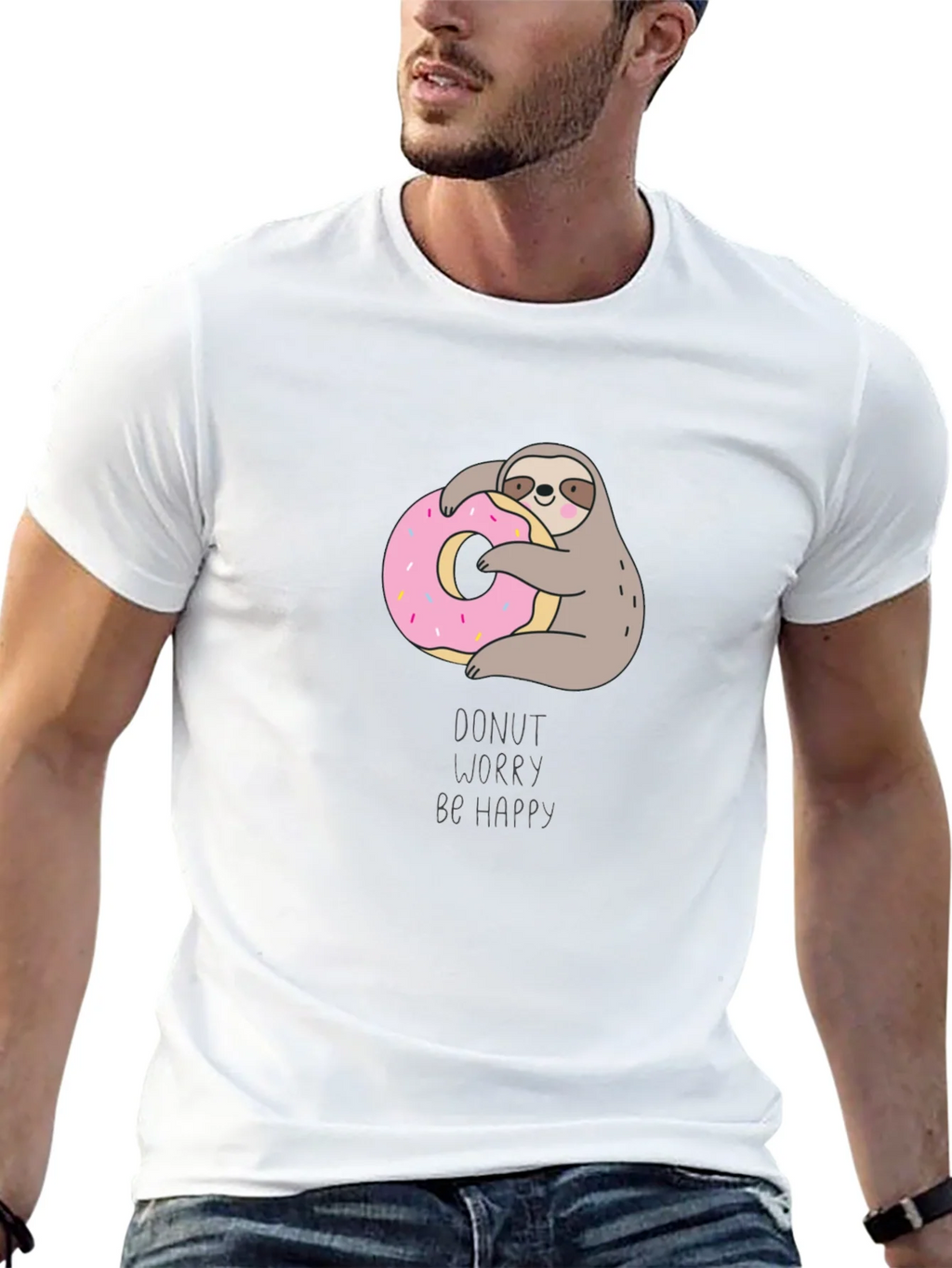 Donut Worry Be Happy Sloth T-Shirt product image 12