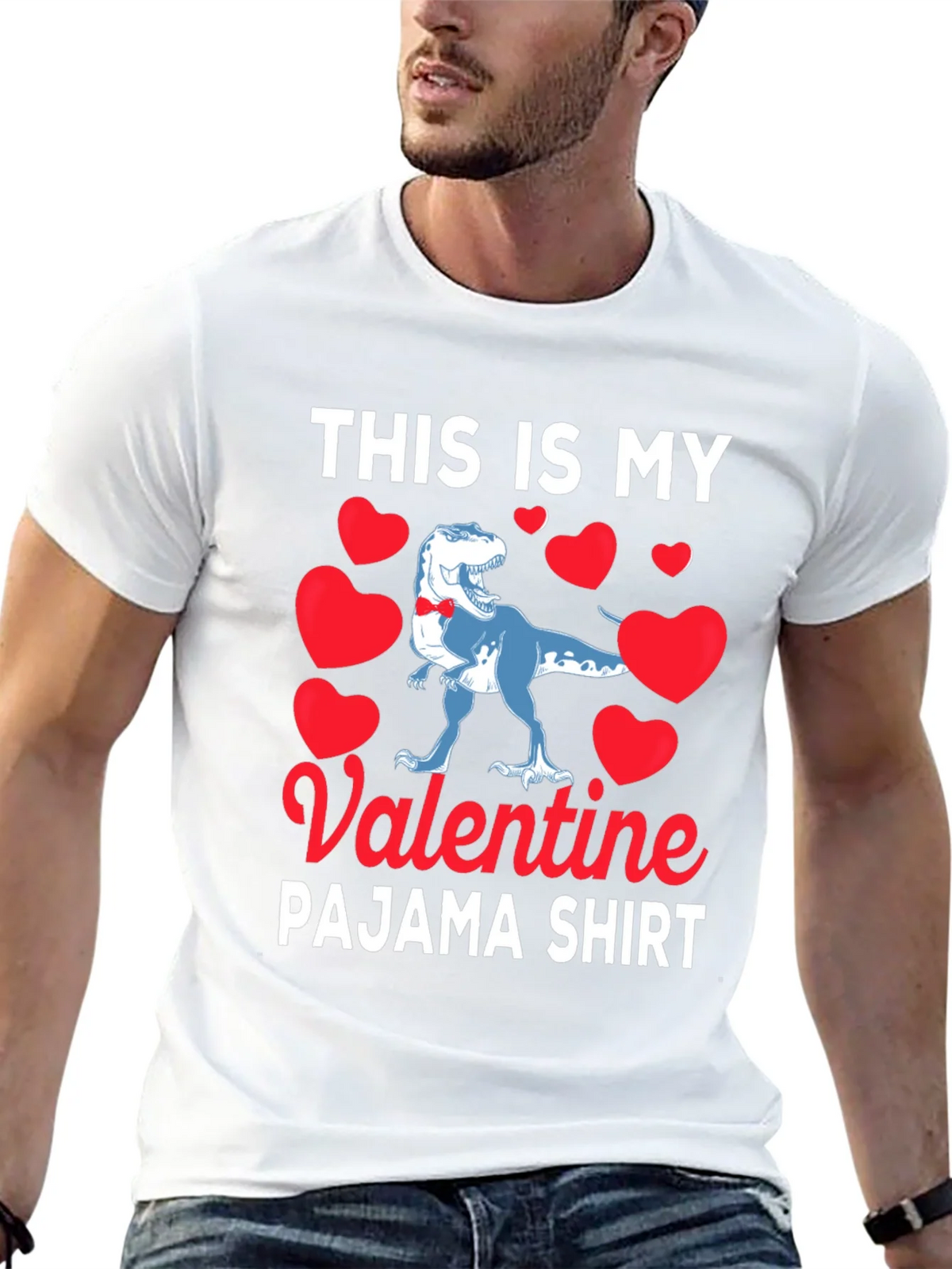 Valentines Day Dinosaur Pajama Shirt product image 12