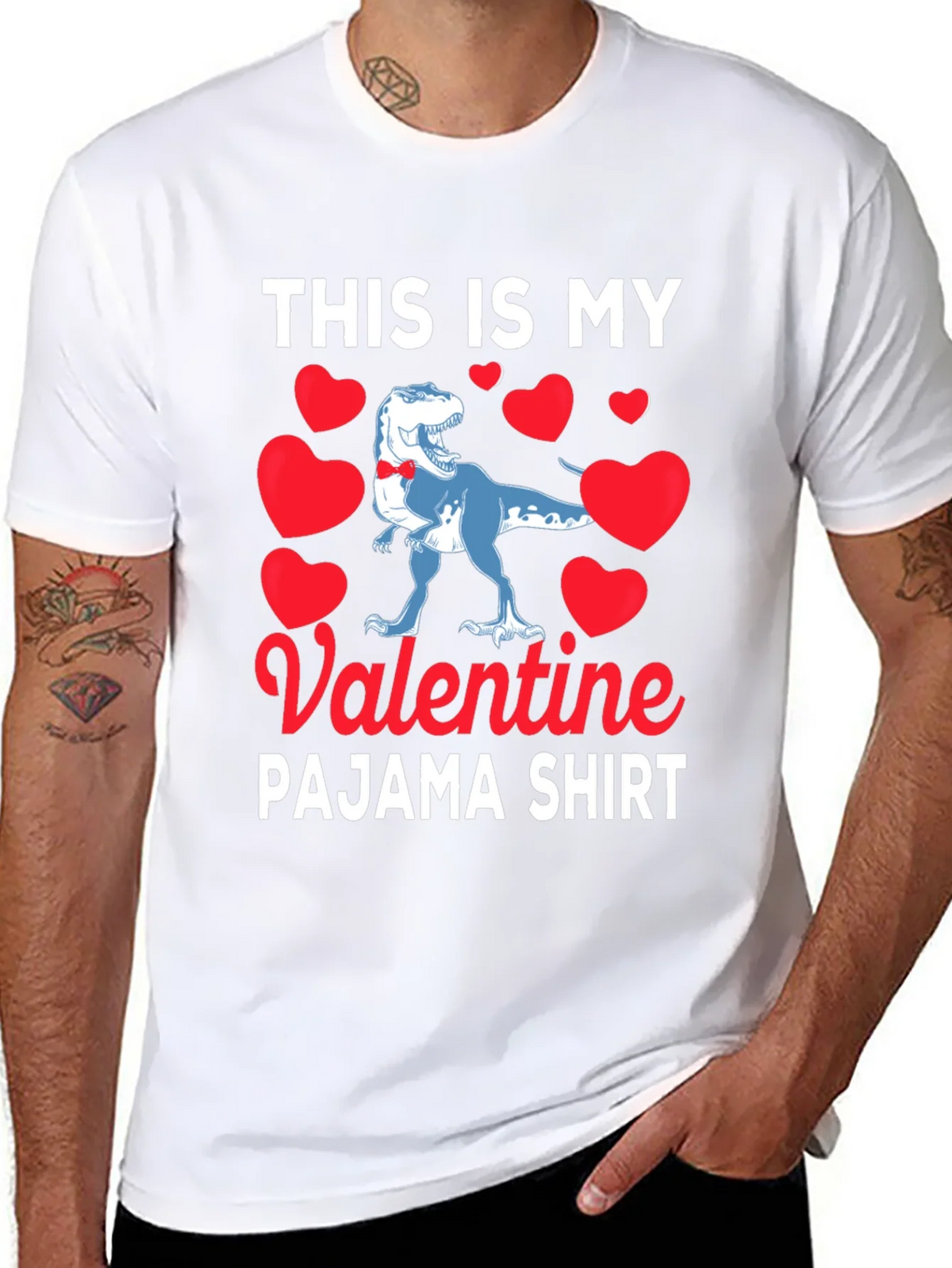 Valentines Day Dinosaur Pajama Shirt product image 7