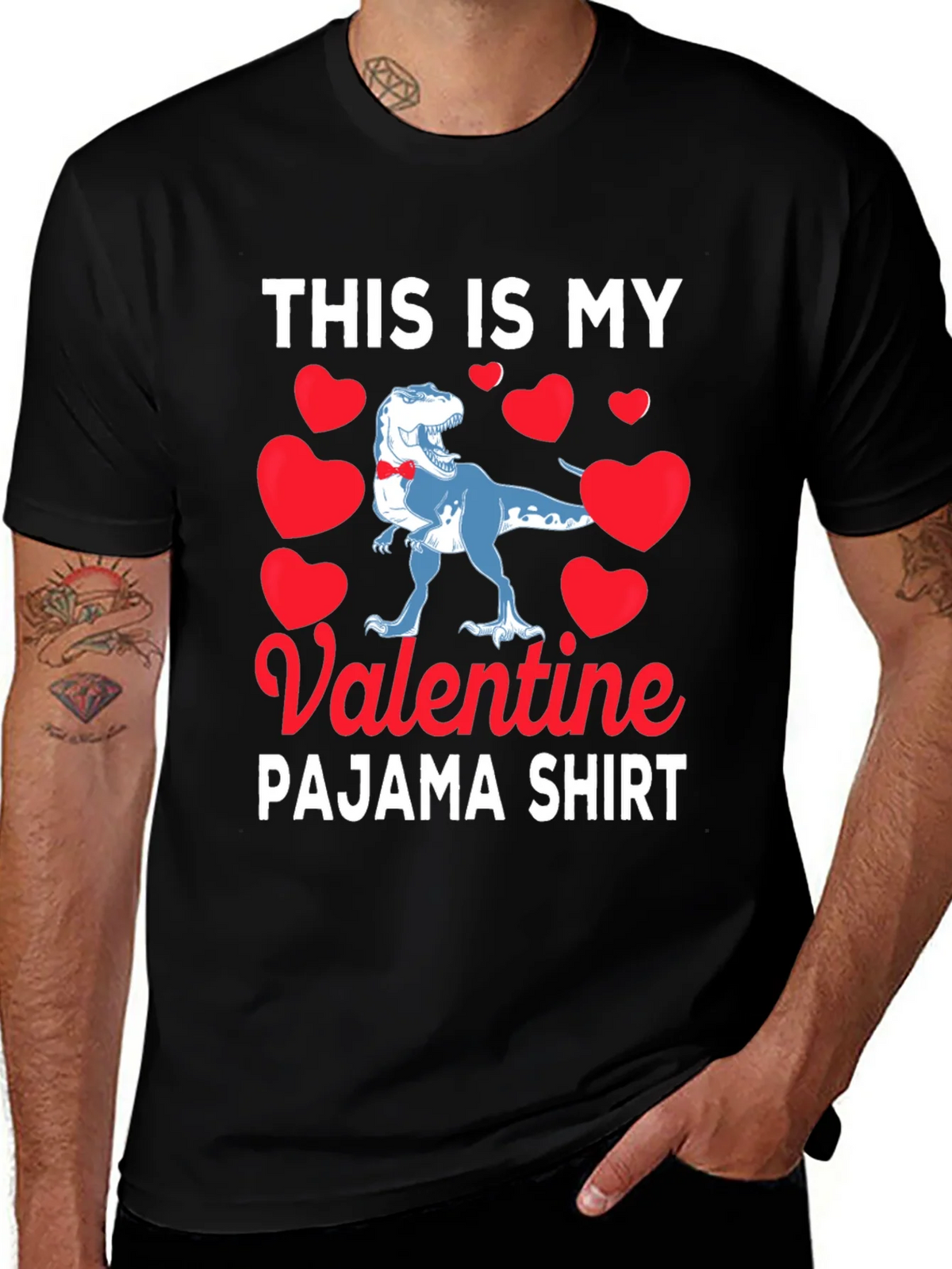 Valentines Day Dinosaur Pajama Shirt product image 1