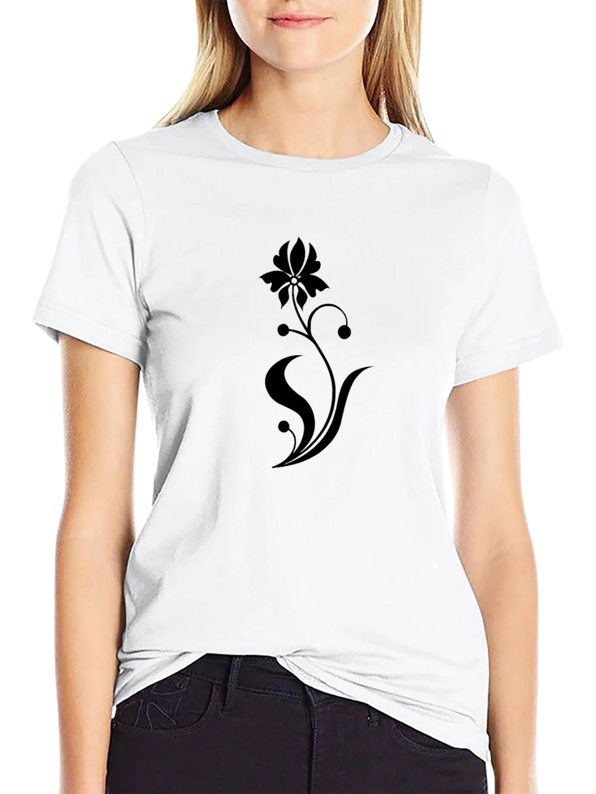 Black Floral Print Stylish Mens T-Shirt product image 8