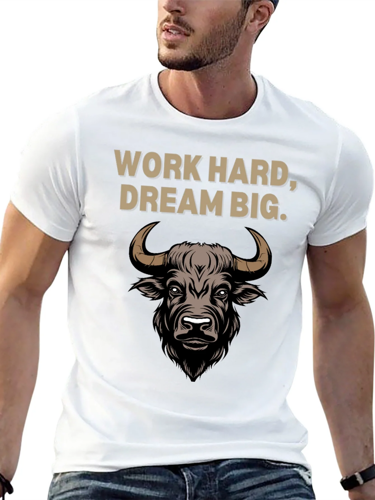 Work Hard Dream Big Bull Graphic Tee product image 12