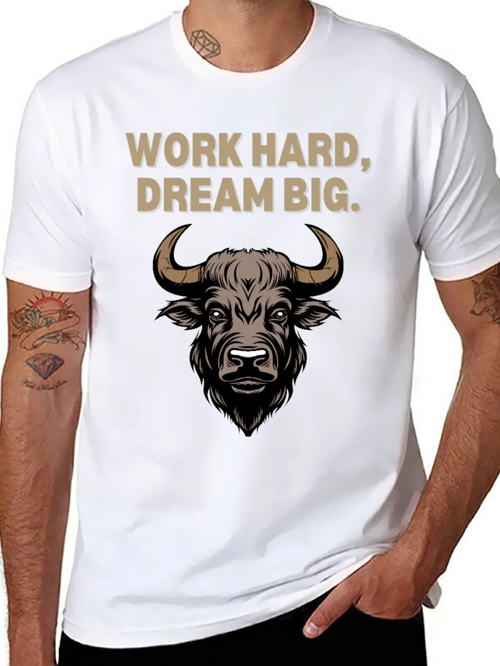 Work Hard Dream Big Bull Graphic Tee product image 7