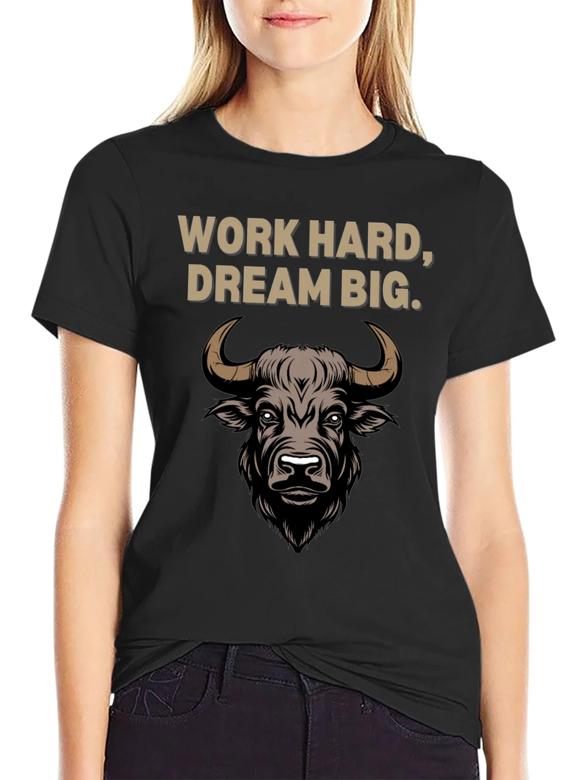 Work Hard Dream Big Bull Graphic Tee product image 2