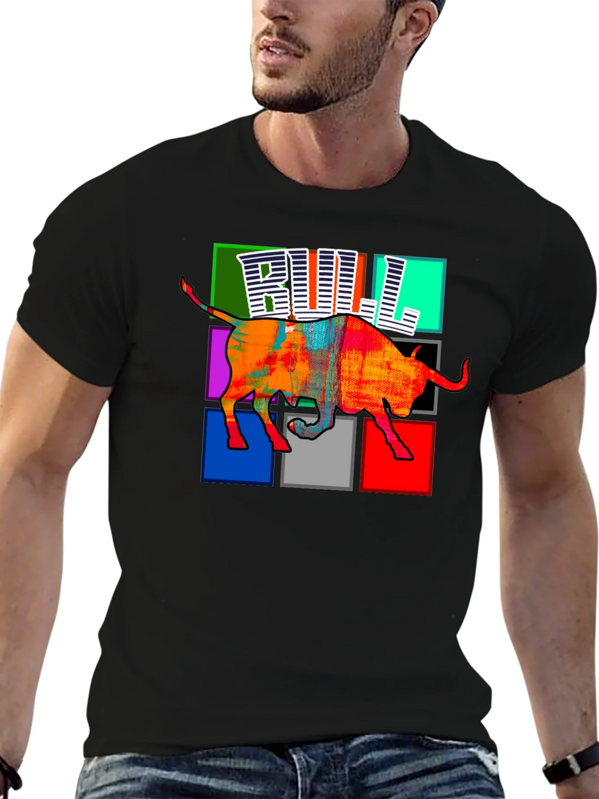 Colorful Bull Graphic Print T-Shirt product image 6