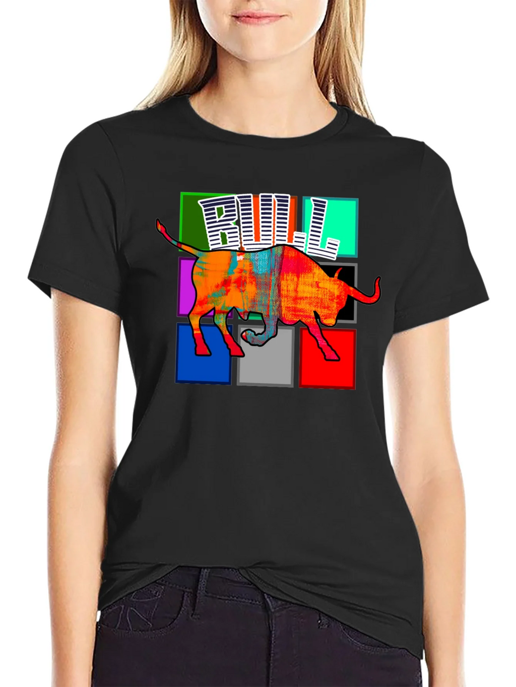 Colorful Bull Graphic Print T-Shirt product image 2