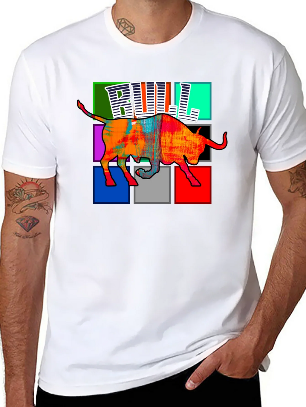 Colorful Bull Graphic Print T-Shirt product image 7