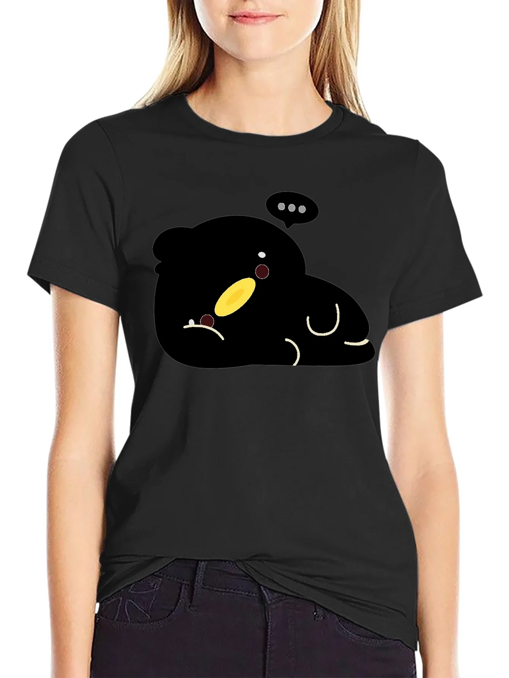 Cute Cartoon Character Black T-Shirt product image 2
